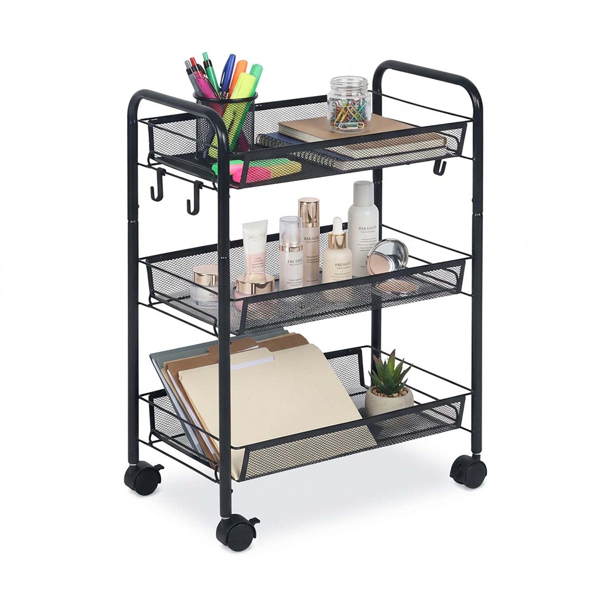 Rollwagen Mesh mit mehreren Ebenen Schwarz von Relaxdays