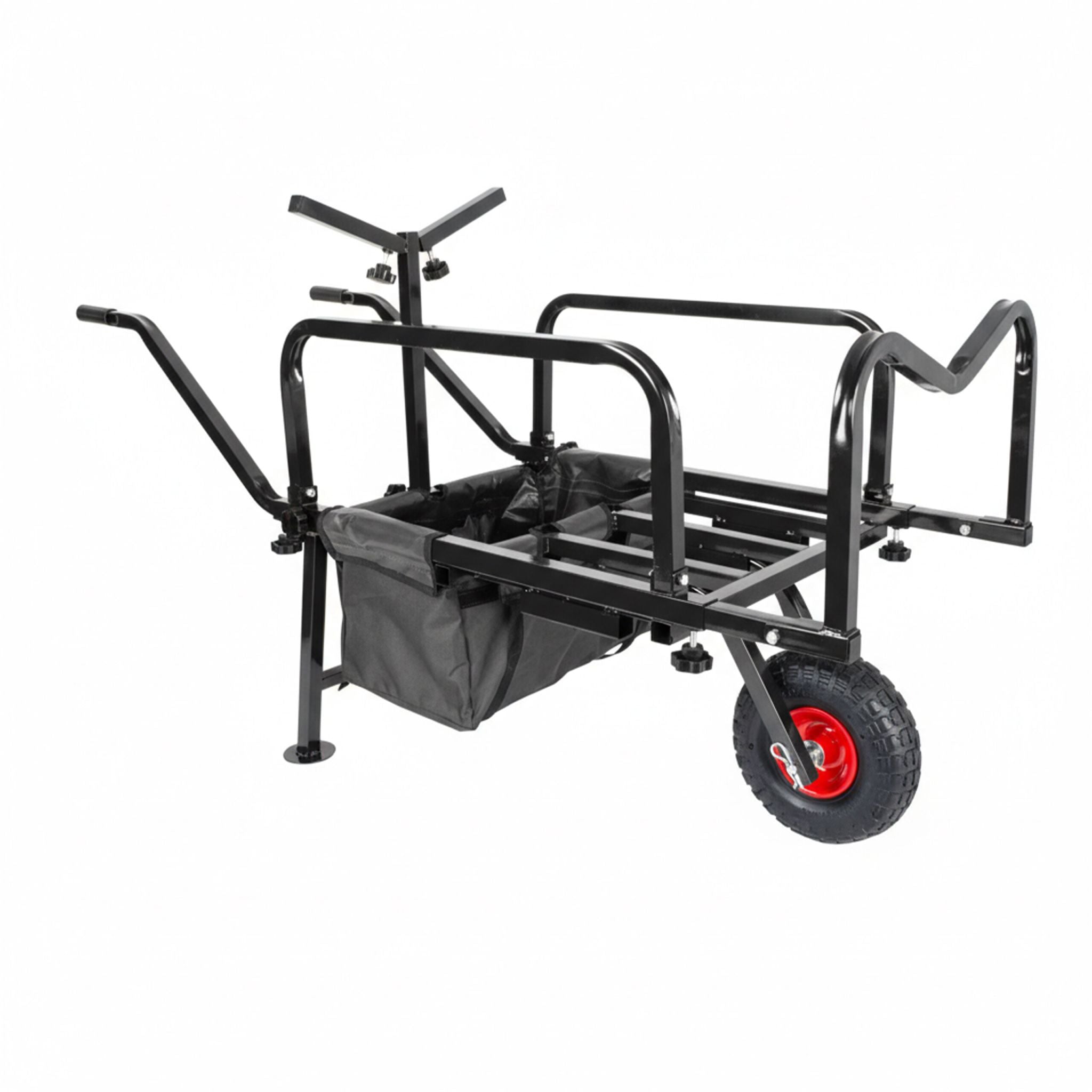 Angelwagen Transportwagen mit Tasche Rot-Schwarz von Relaxdays