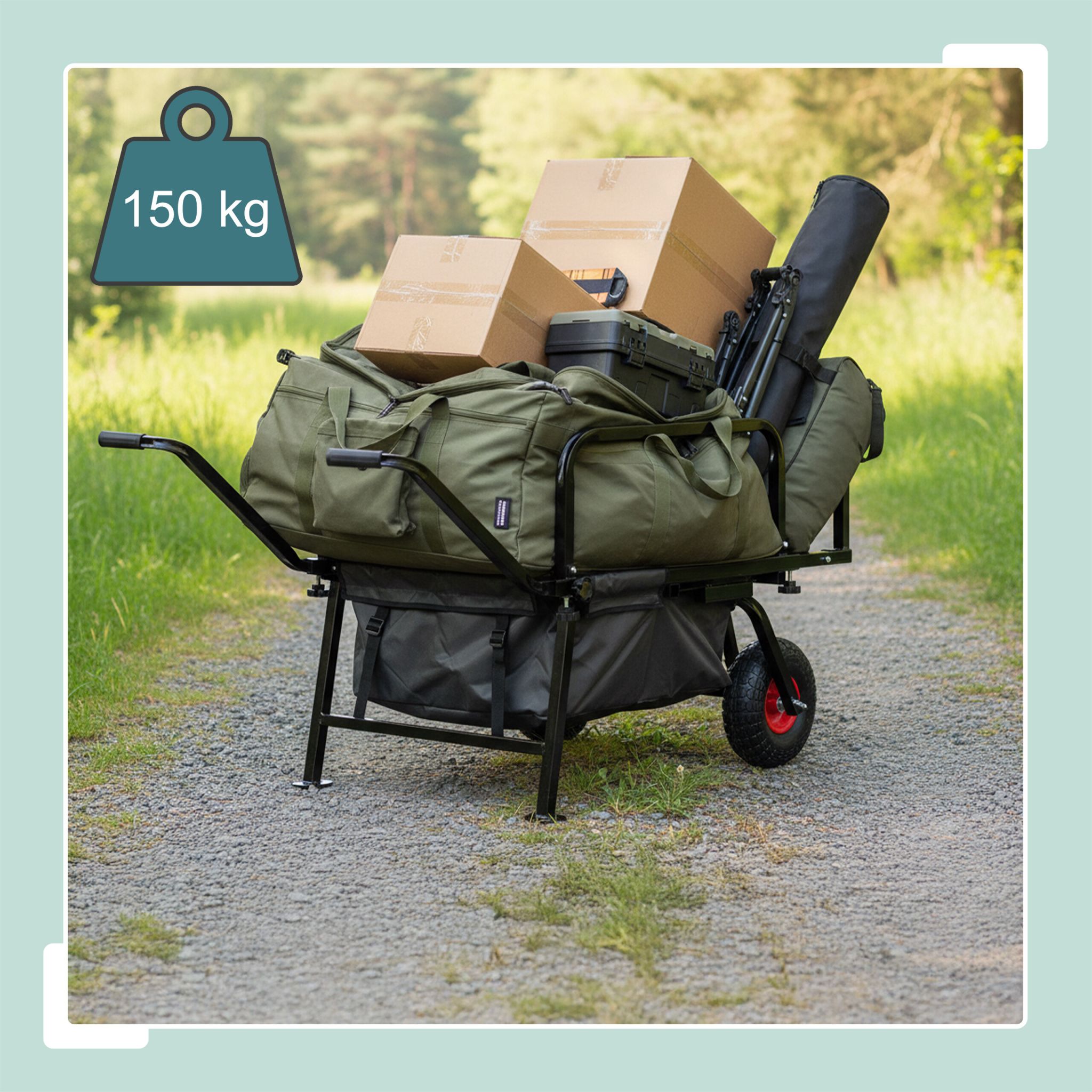 Angelwagen Transportwagen mit Tasche Rot-Schwarz von Relaxdays