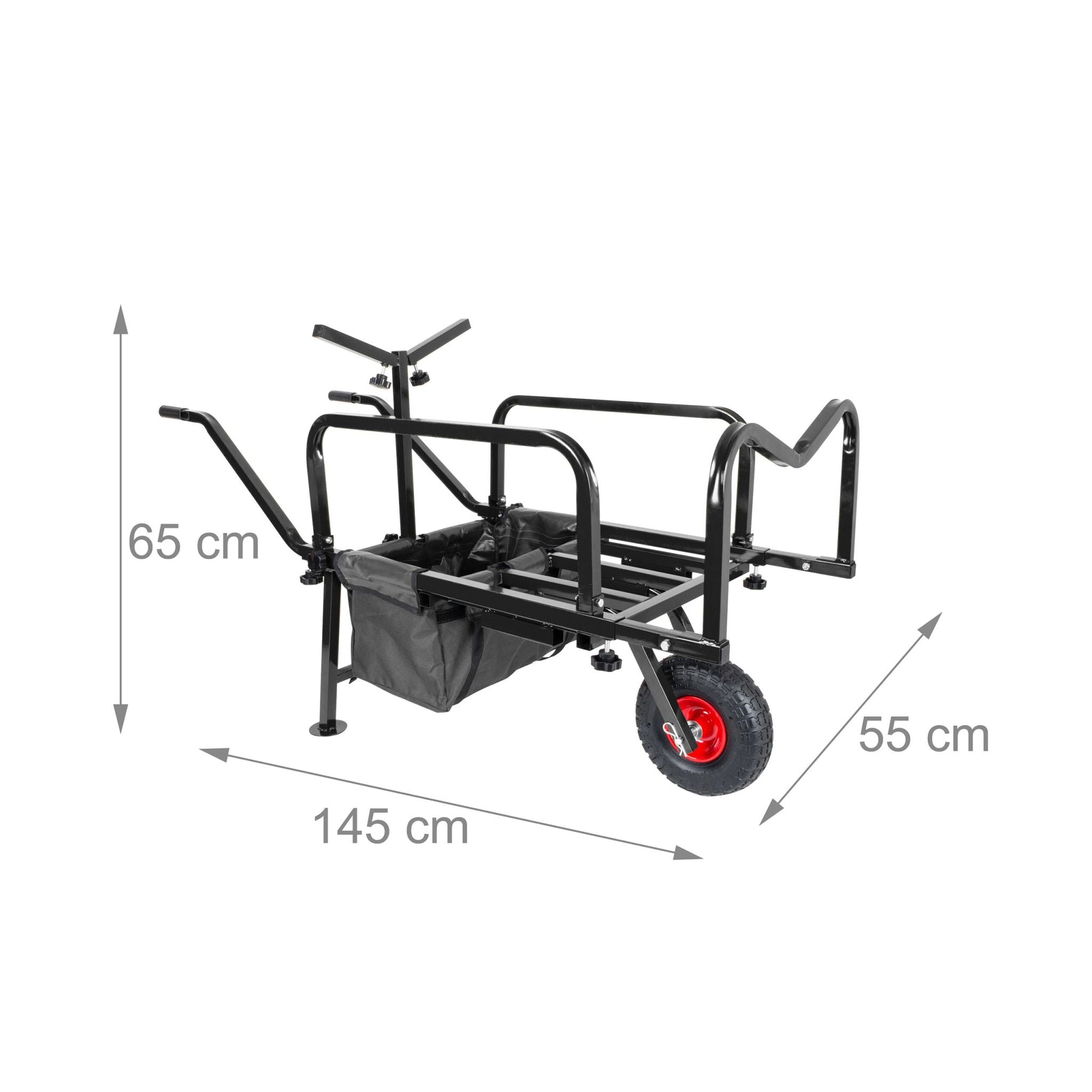 Angelwagen Transportwagen mit Tasche Rot-Schwarz von Relaxdays