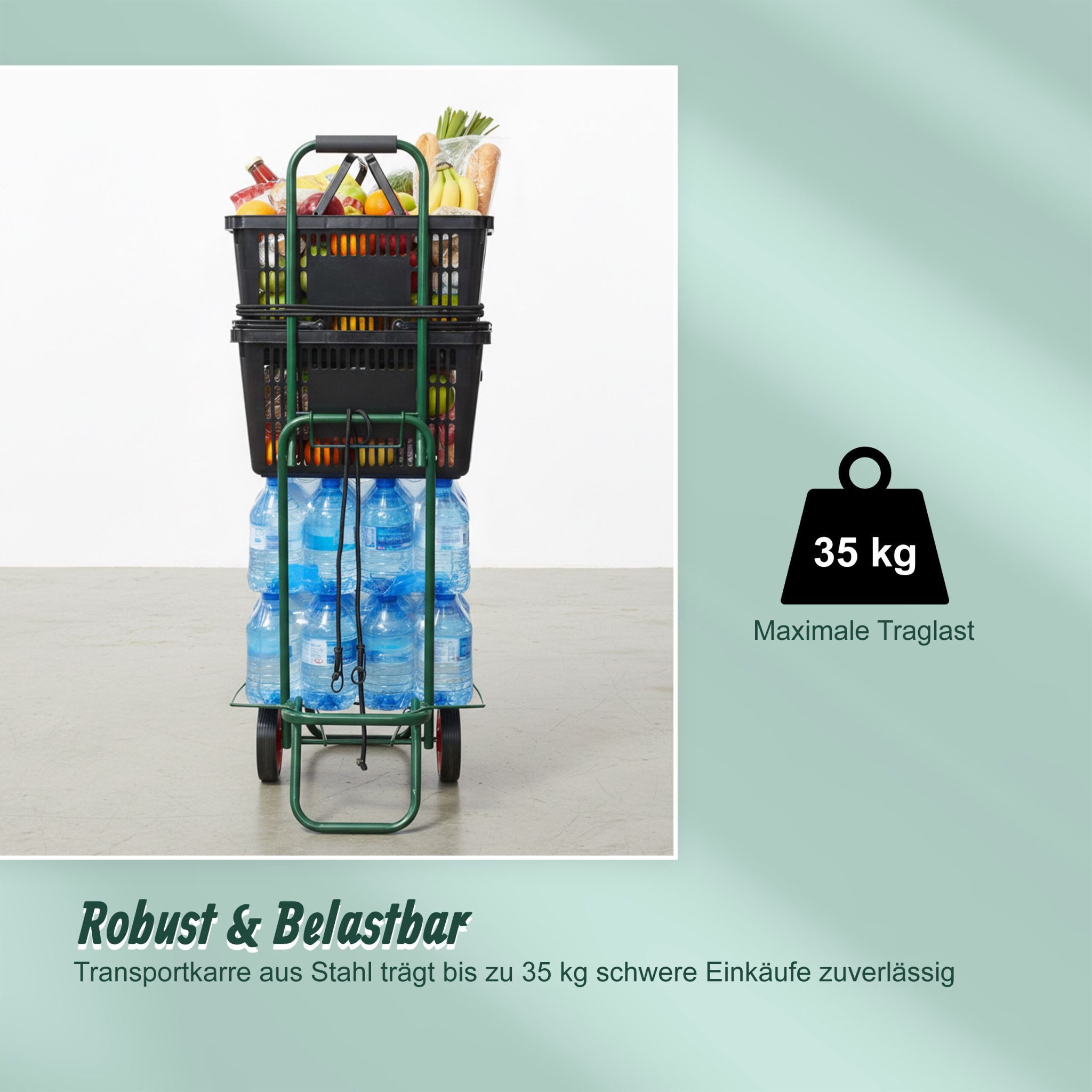 Klappbarer Transportwagen Grün von Relaxdays
