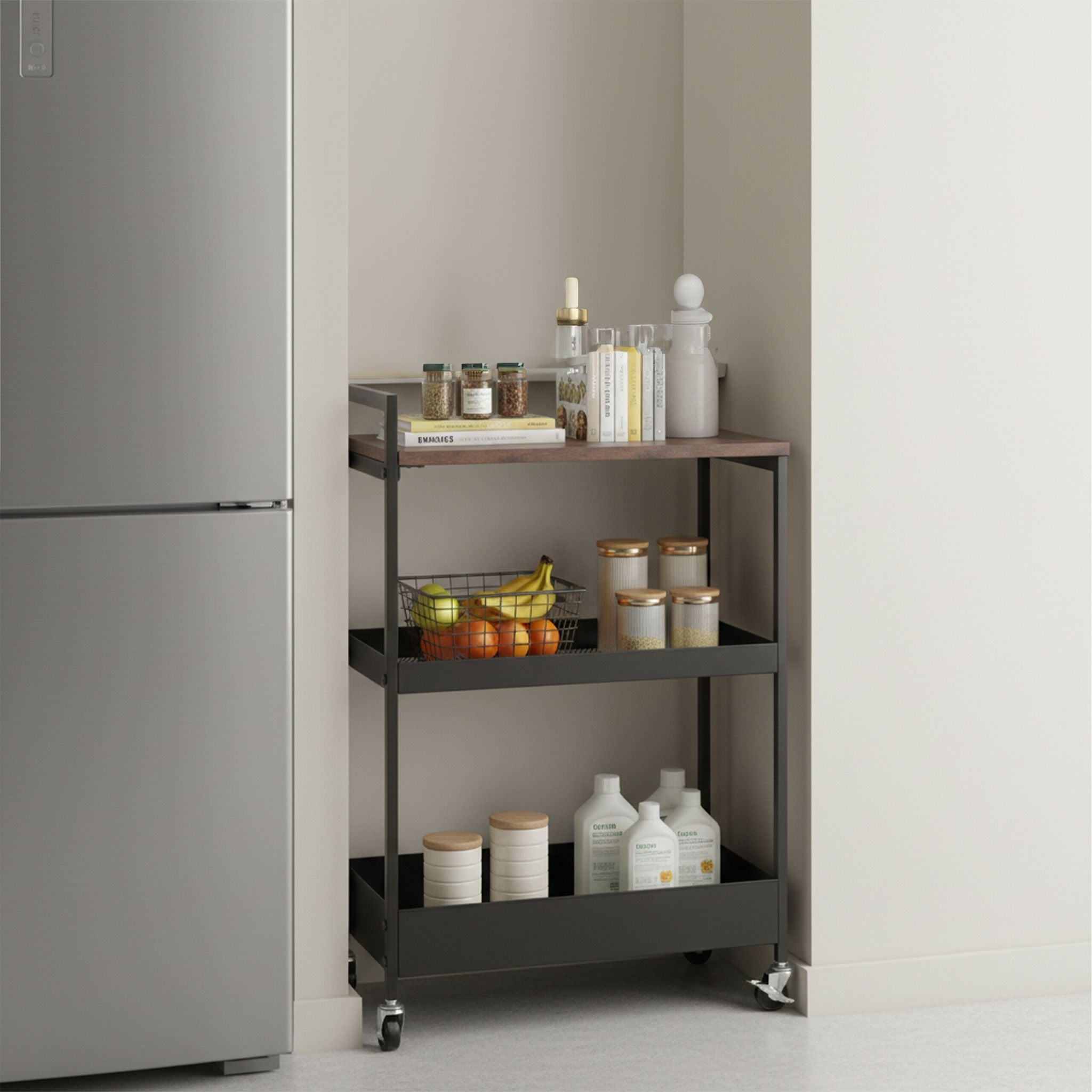 Nischenwagen Industrial-Design Braun-Schwarz von Relaxdays