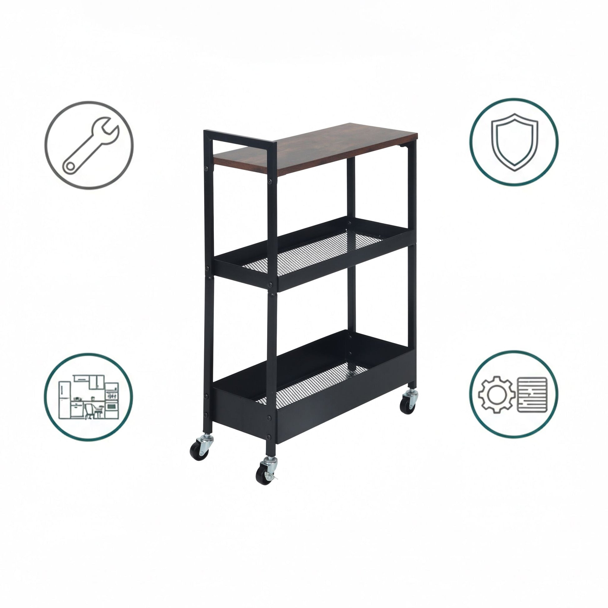 Nischenwagen Industrial-Design Braun-Schwarz von Relaxdays