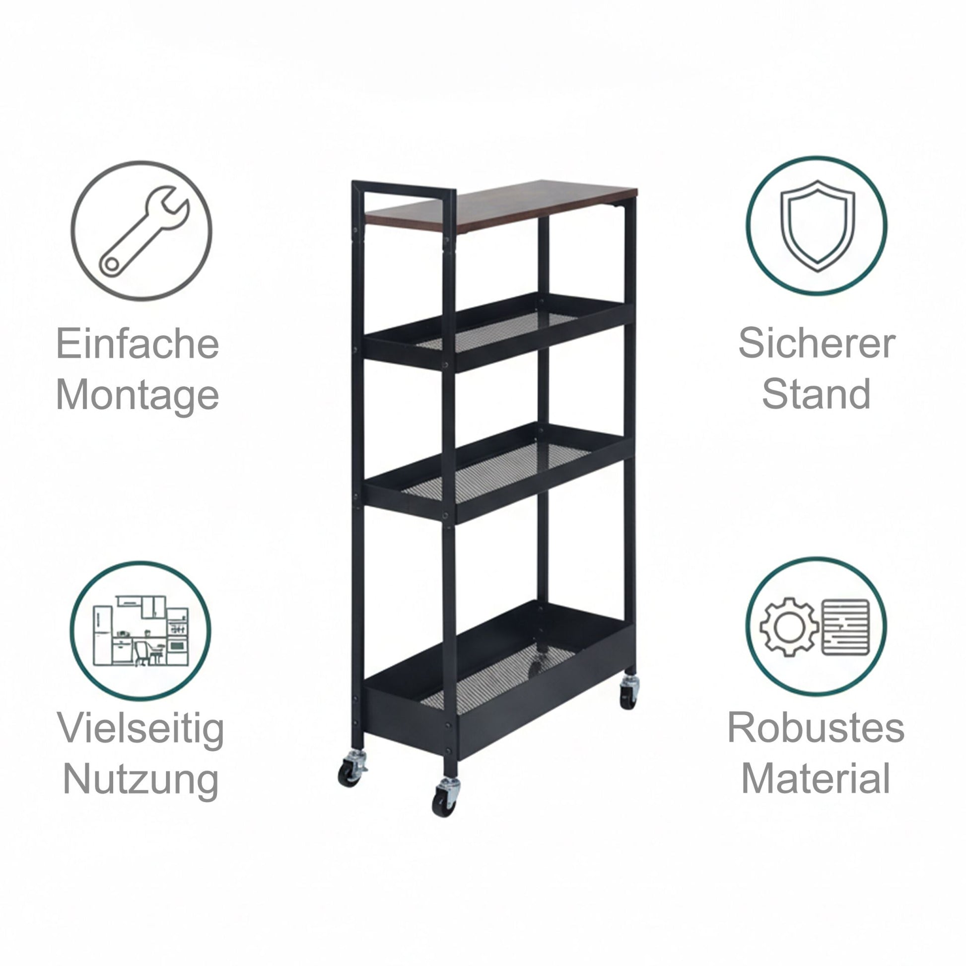 Nischenwagen Industrial-Design Braun-Schwarz von Relaxdays