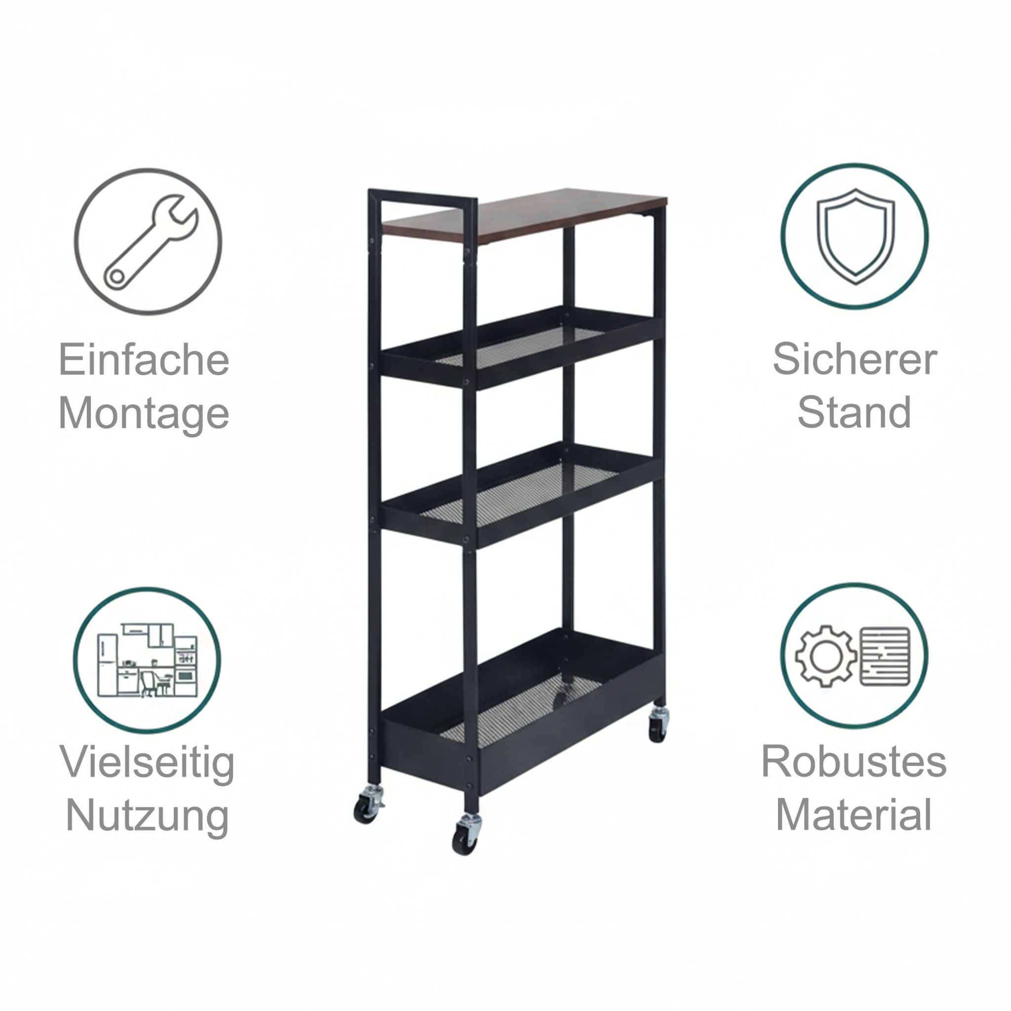 Nischenwagen Industrial-Design Braun-Schwarz von Relaxdays