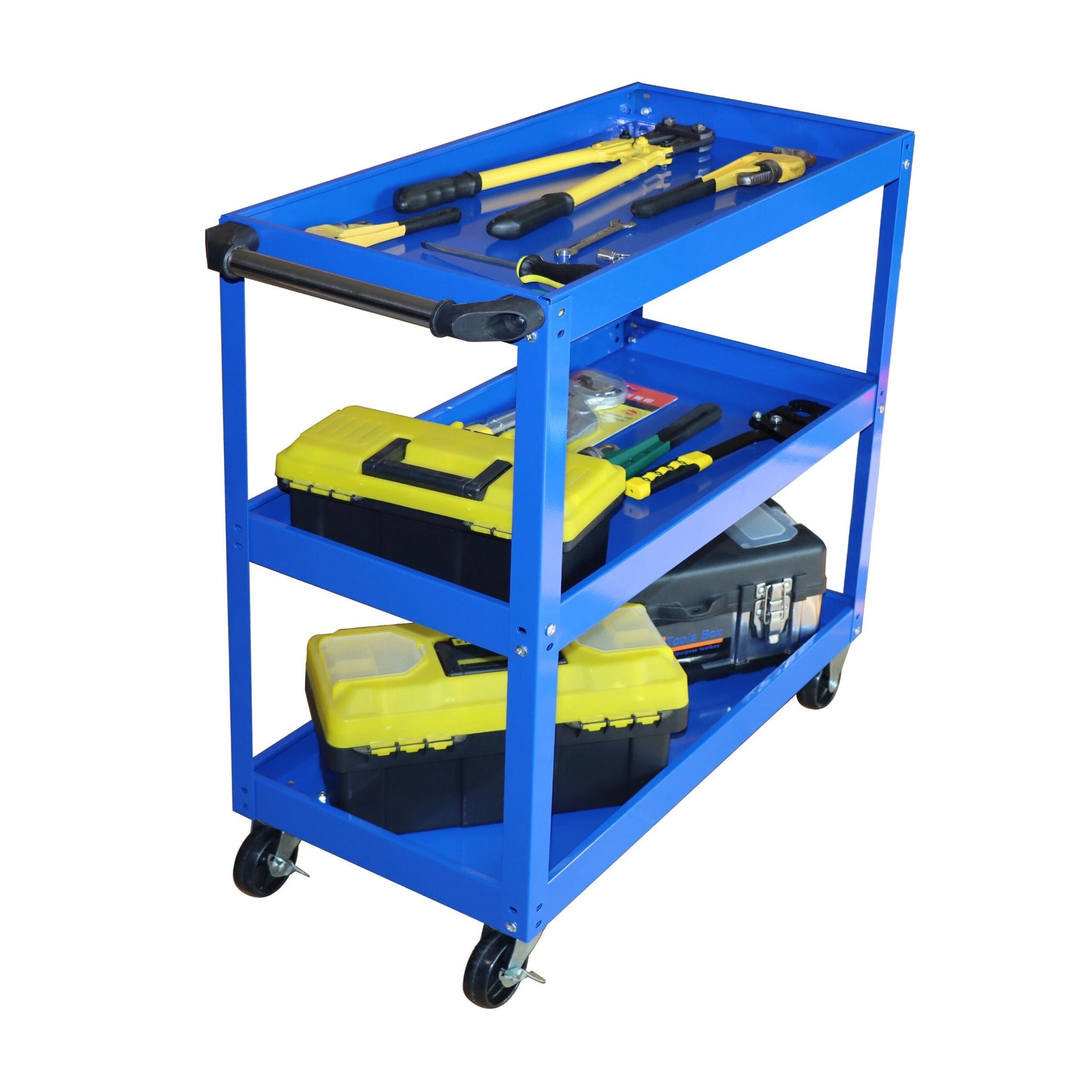 Werkstattwagen mit 3 Ebenen Blau von Relaxdays