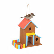 Buntes Vogelhaus zum Aufhängen Gelb-Hellbraun-Rot von Relaxdays