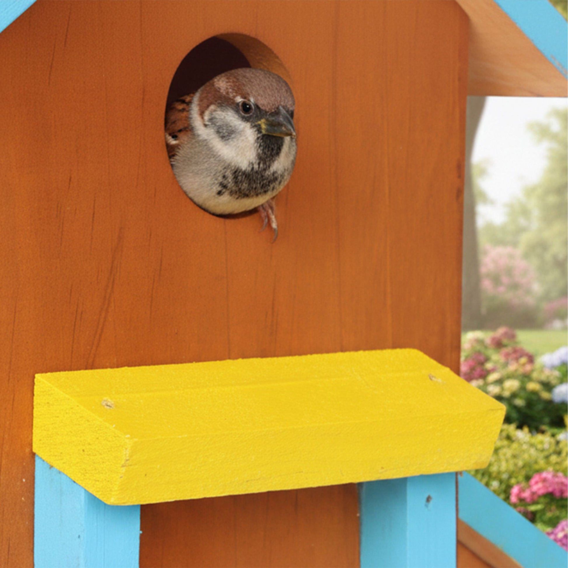 Buntes Vogelhaus zum Aufhängen Gelb-Hellbraun-Rot von Relaxdays