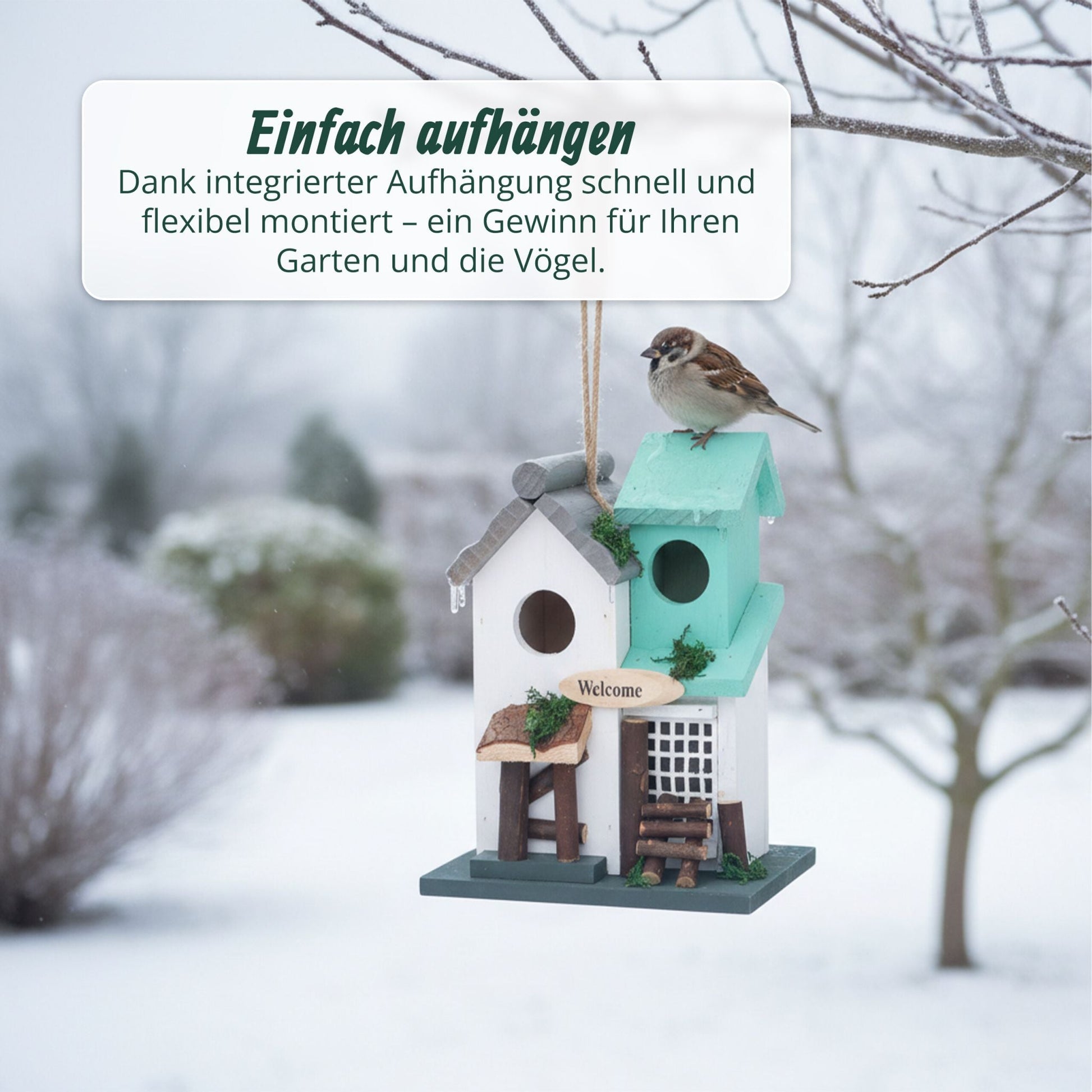 Deko Vogelhaus Landhausstil Weiss-Türkis-Grau von Relaxdays