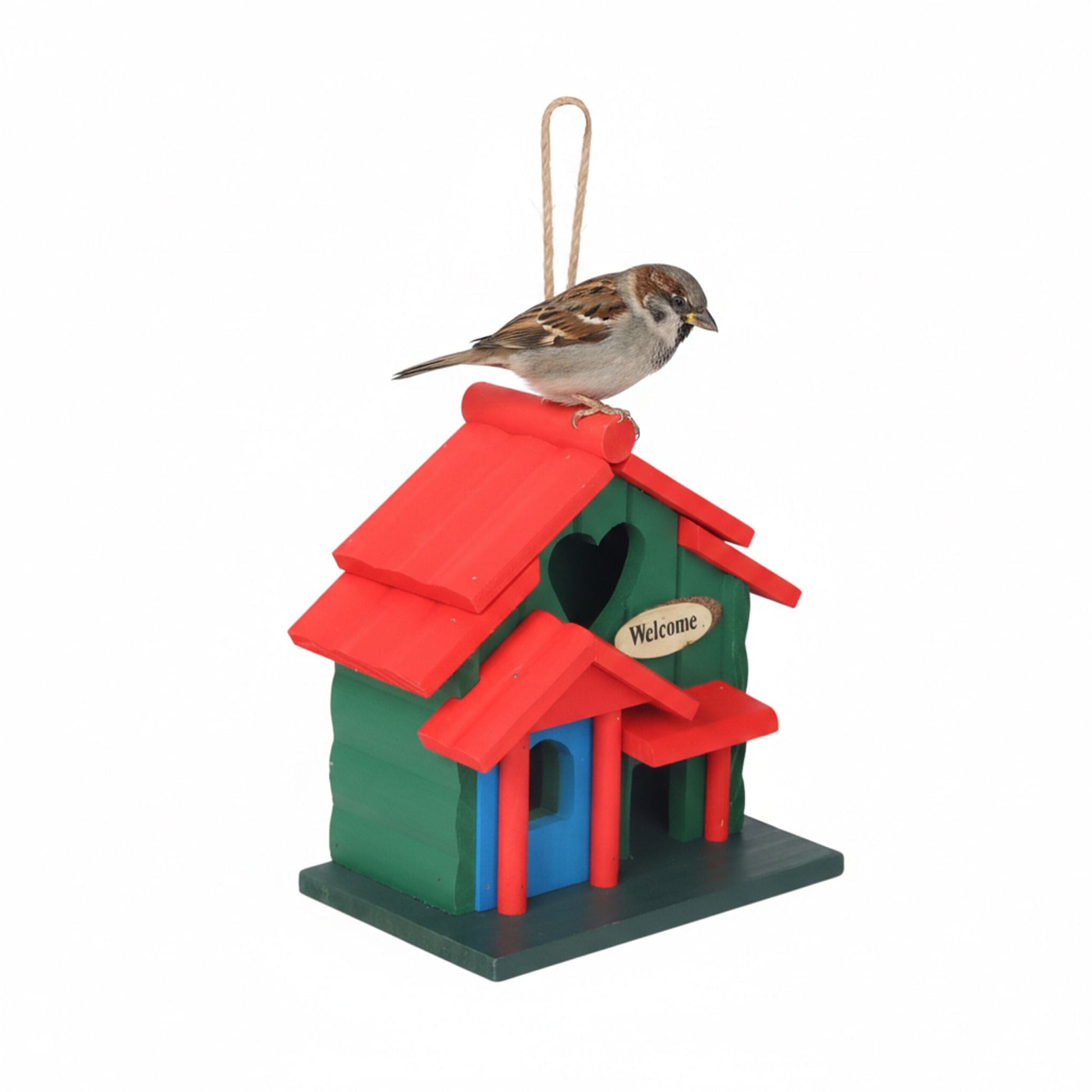 Deko Vogelhaus Landhausstil Dunkelgrün-Rot-Grau von Relaxdays