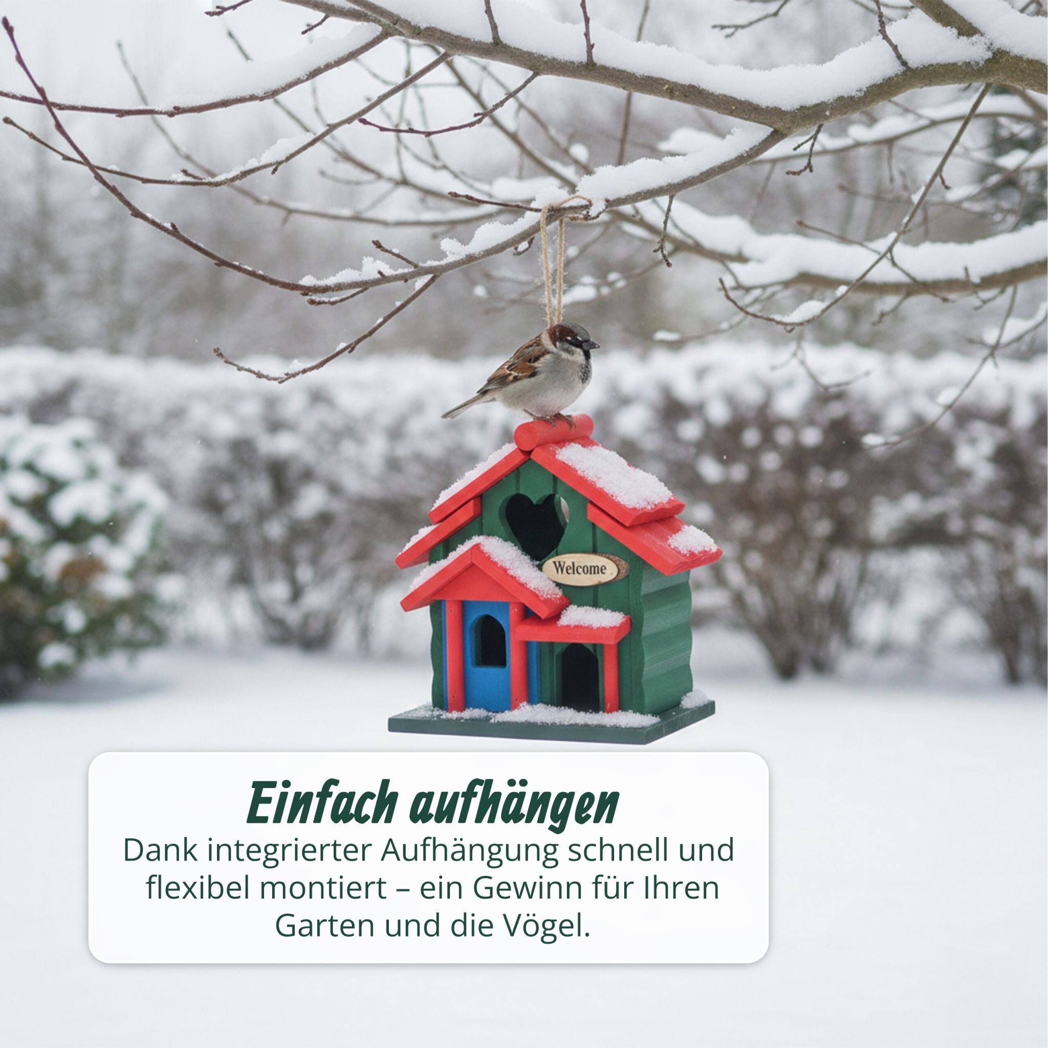 Deko Vogelhaus Landhausstil Dunkelgrün-Rot-Grau von Relaxdays