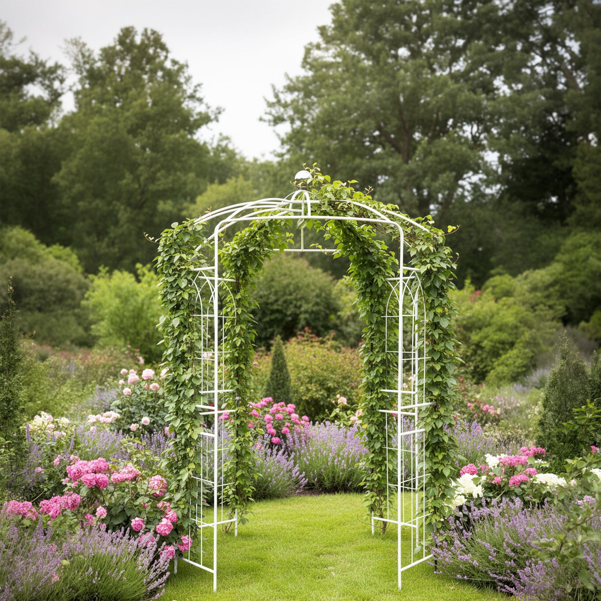Rosenpavillon Metall Weiss-Silber von Relaxdays