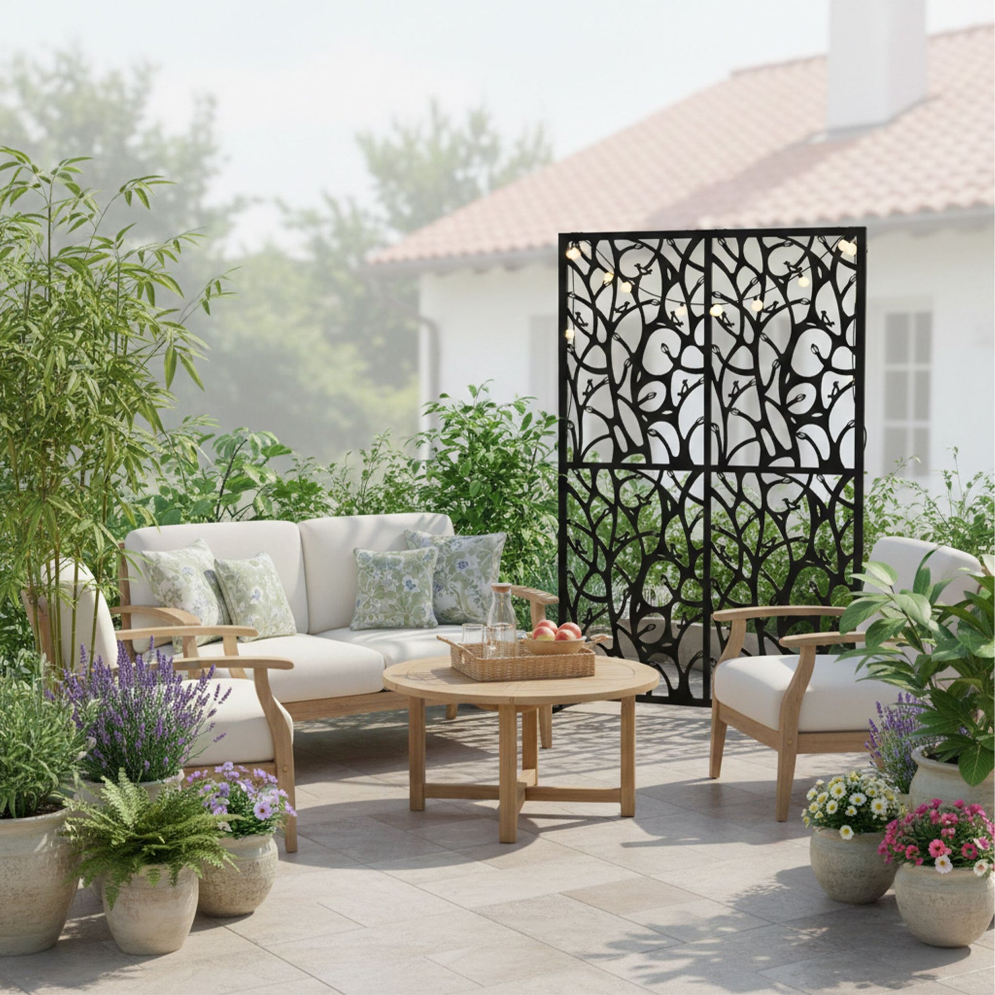 Sichtschutz für Garten Rankenmotiv Schwarz von Relaxdays