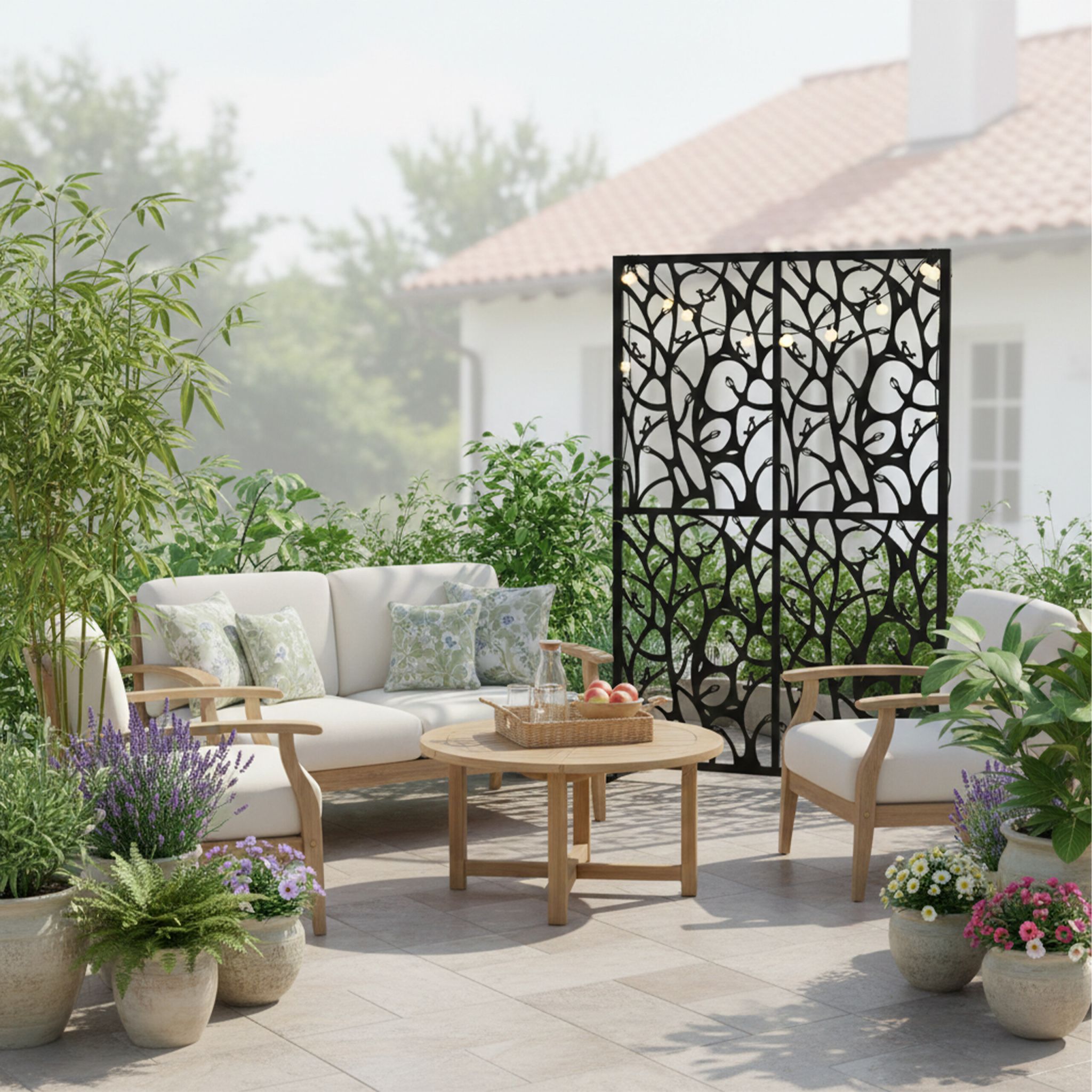 Sichtschutz für Garten Rankenmotiv Schwarz von Relaxdays