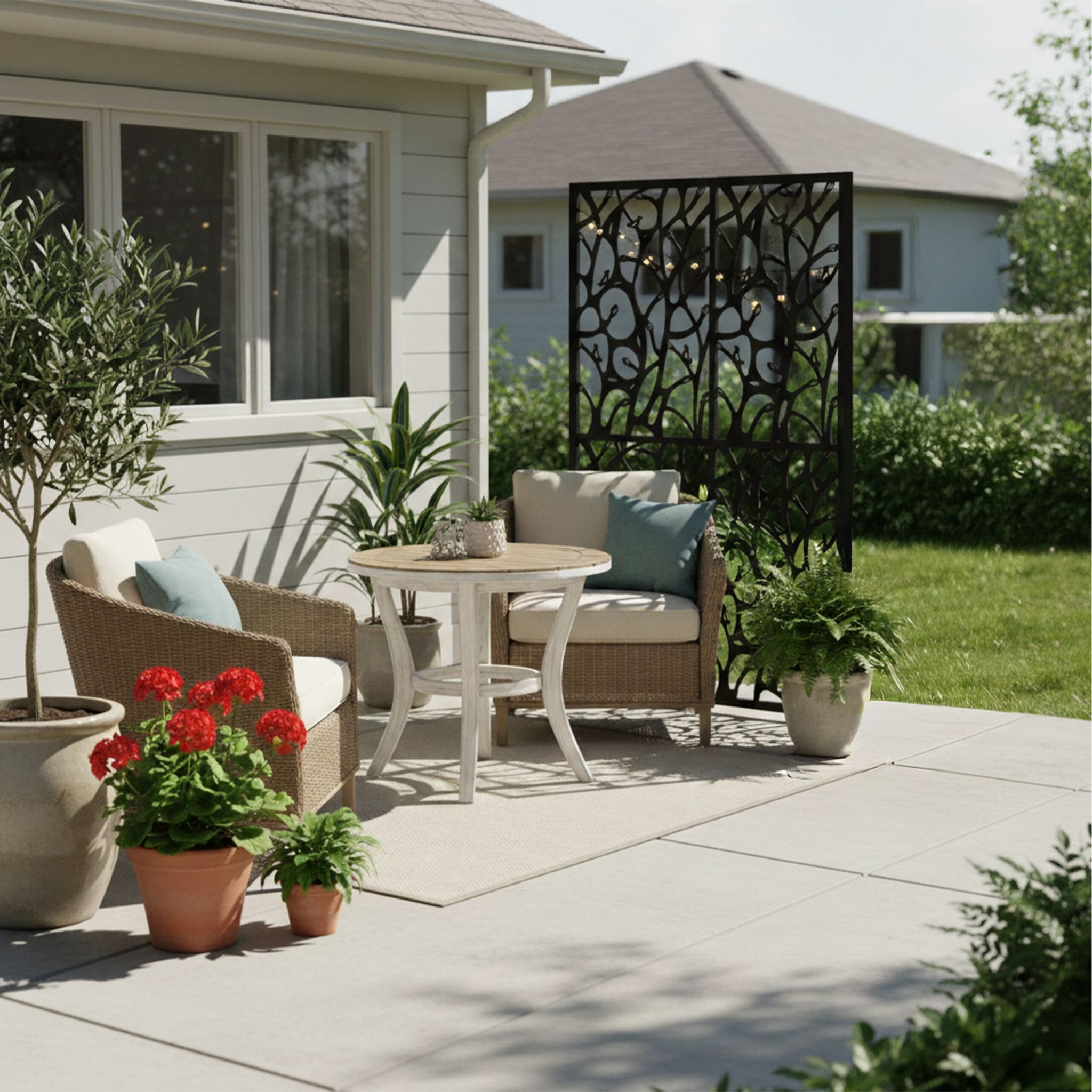 Sichtschutz für Garten Rankenmotiv Schwarz von Relaxdays
