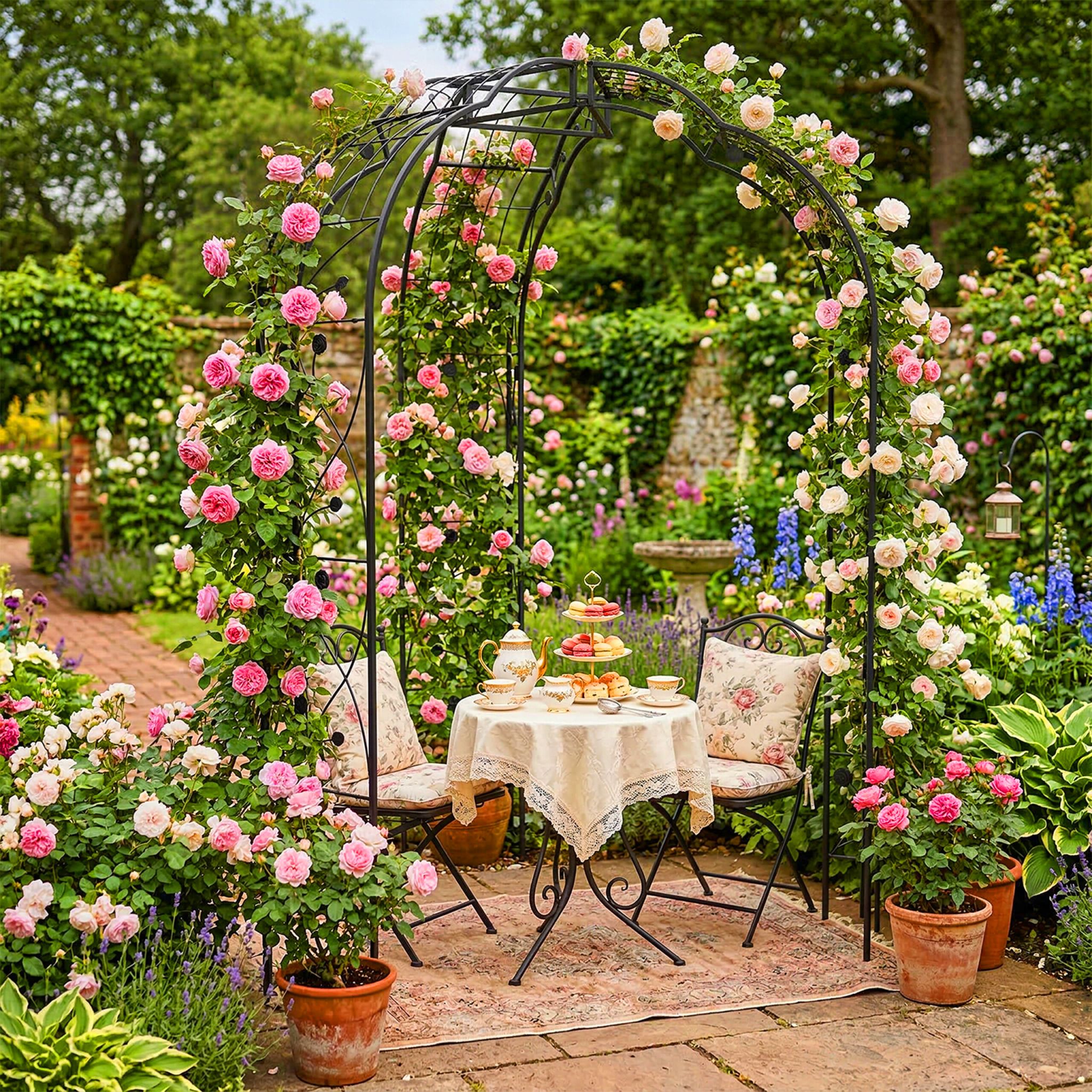 Rosenpavillon Metall Schwarz von Relaxdays