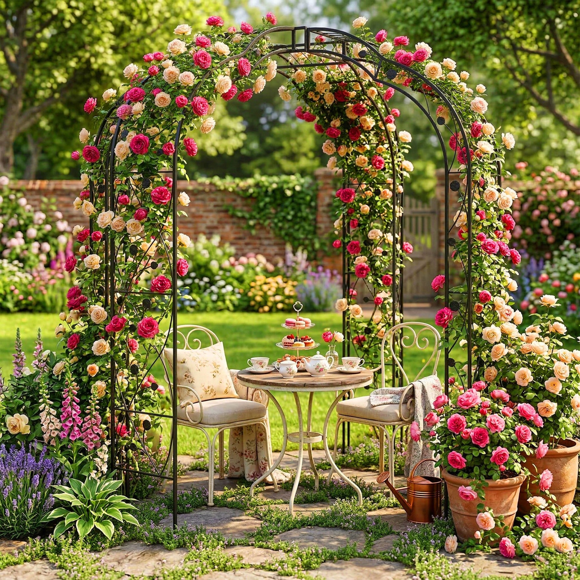 Rosenpavillon Metall Schwarz von Relaxdays