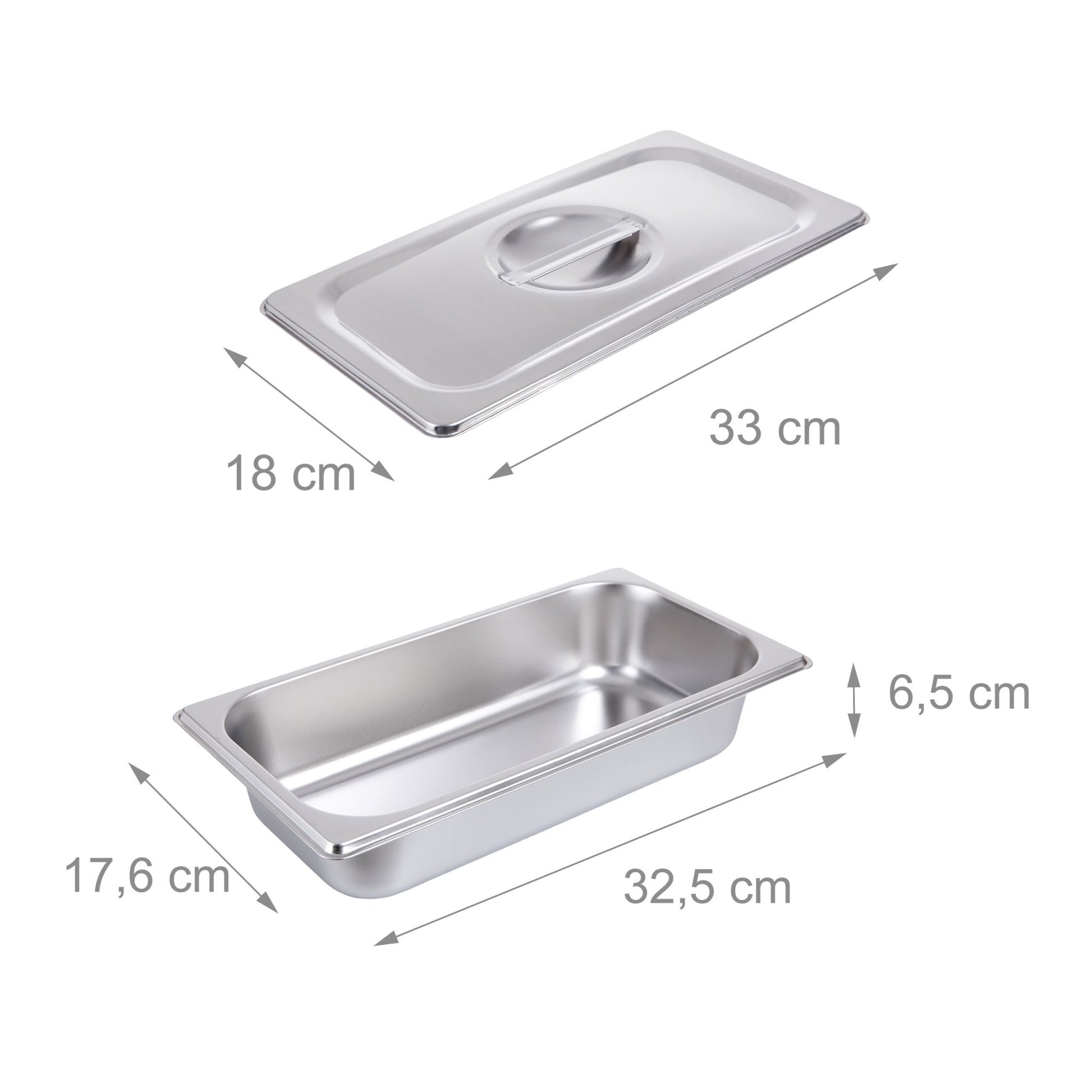 Gastro Behälter GN 1/3 Edelstahl 3er-Set Silber von Relaxdays