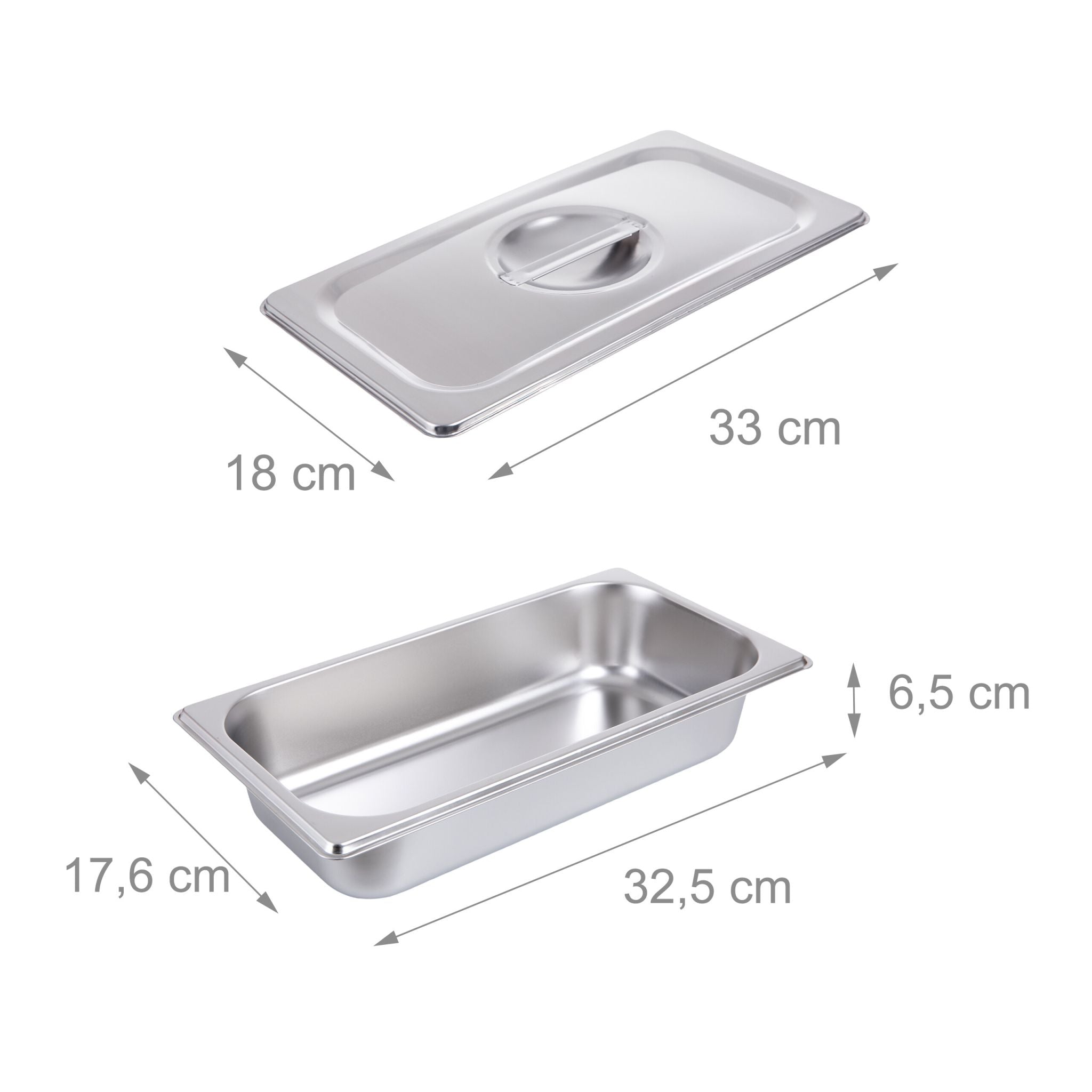 Gastro Behälter GN 1/3 Edelstahl 3er-Set Silber von Relaxdays