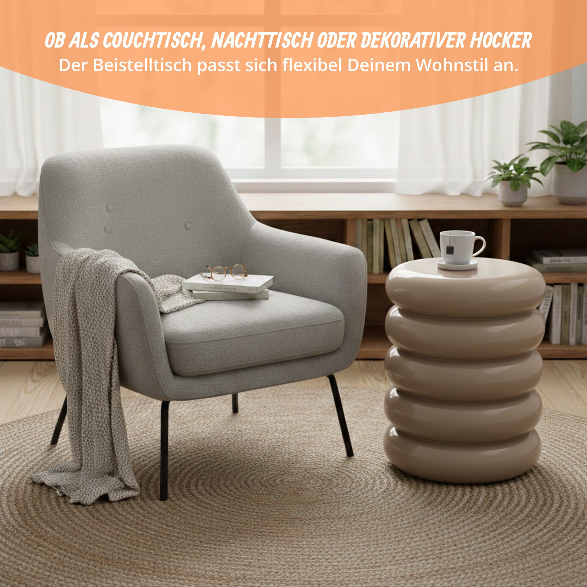 Beistelltisch Bubble-Design Beige von Relaxdays