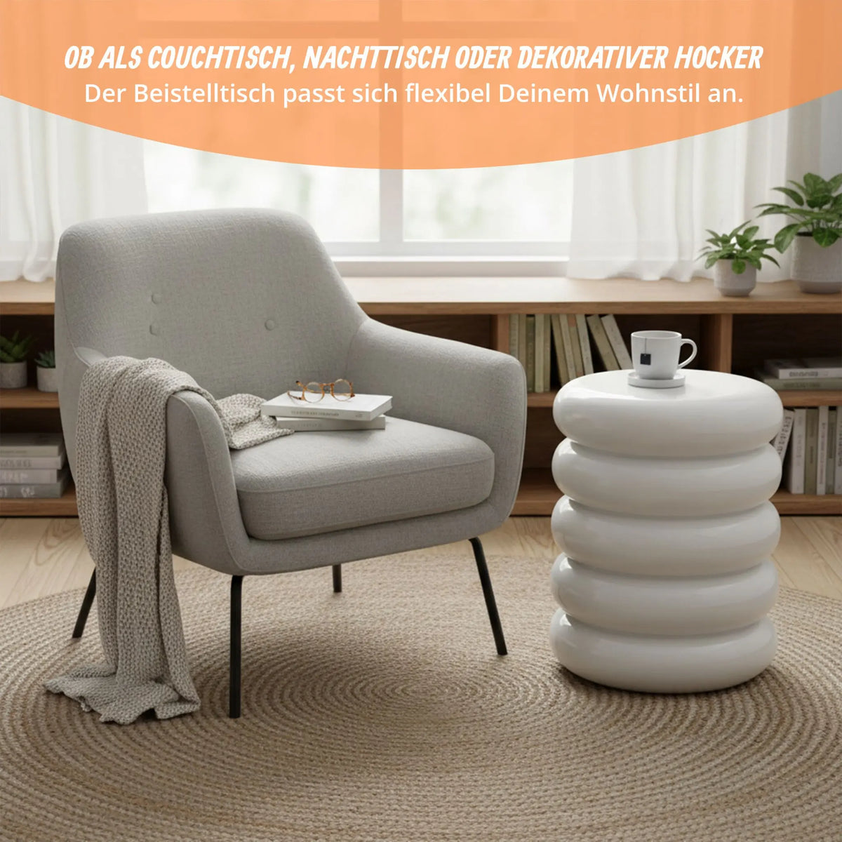 Beistelltisch Bubble-Design Weiss von Relaxdays