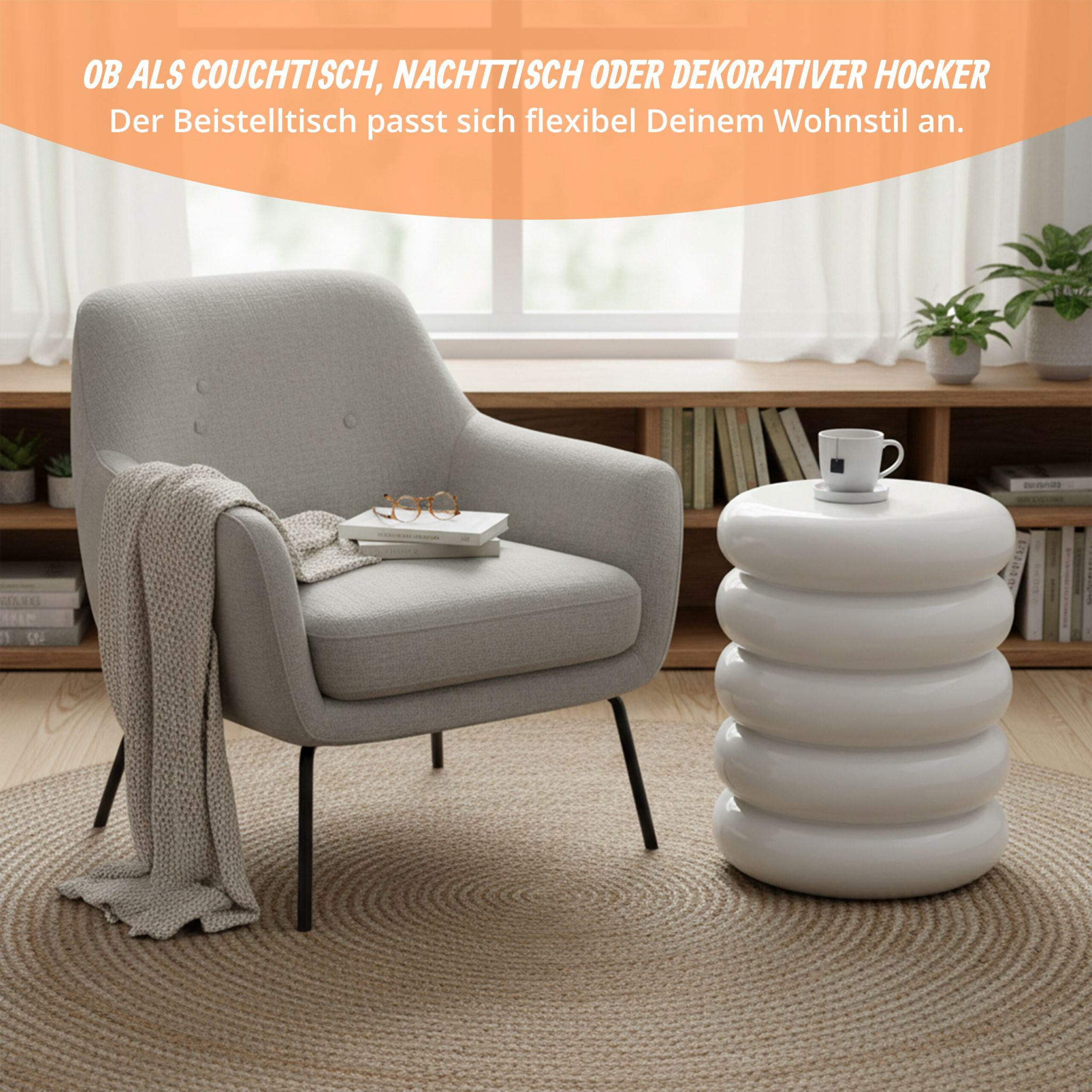 Beistelltisch Bubble-Design Weiss von Relaxdays