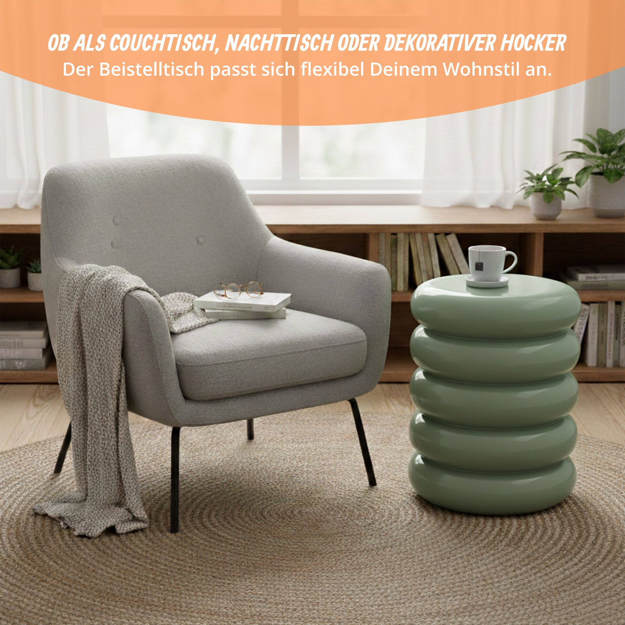 Beistelltisch Bubble-Design Grün von Relaxdays