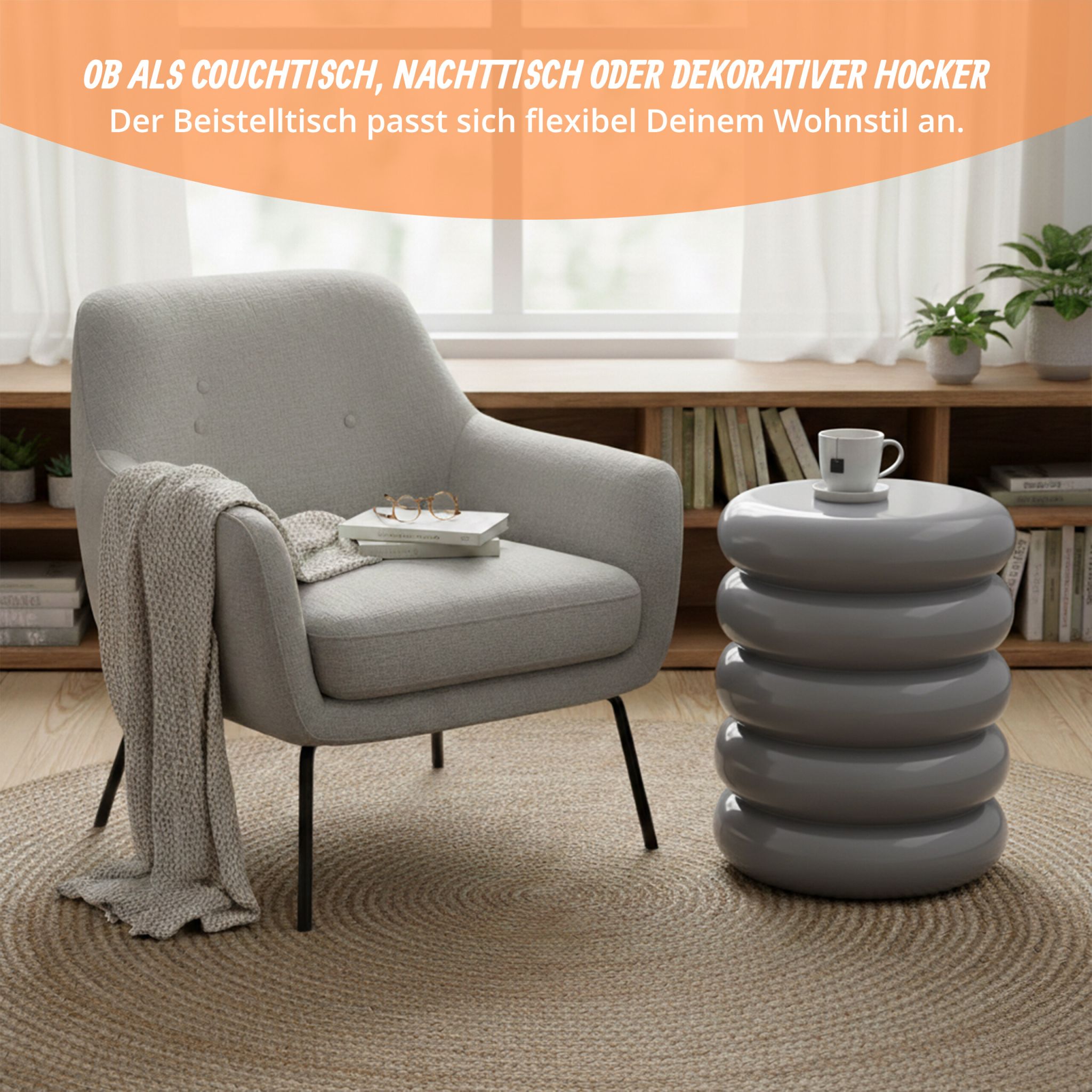 Beistelltisch Bubble-Design Grau von Relaxdays