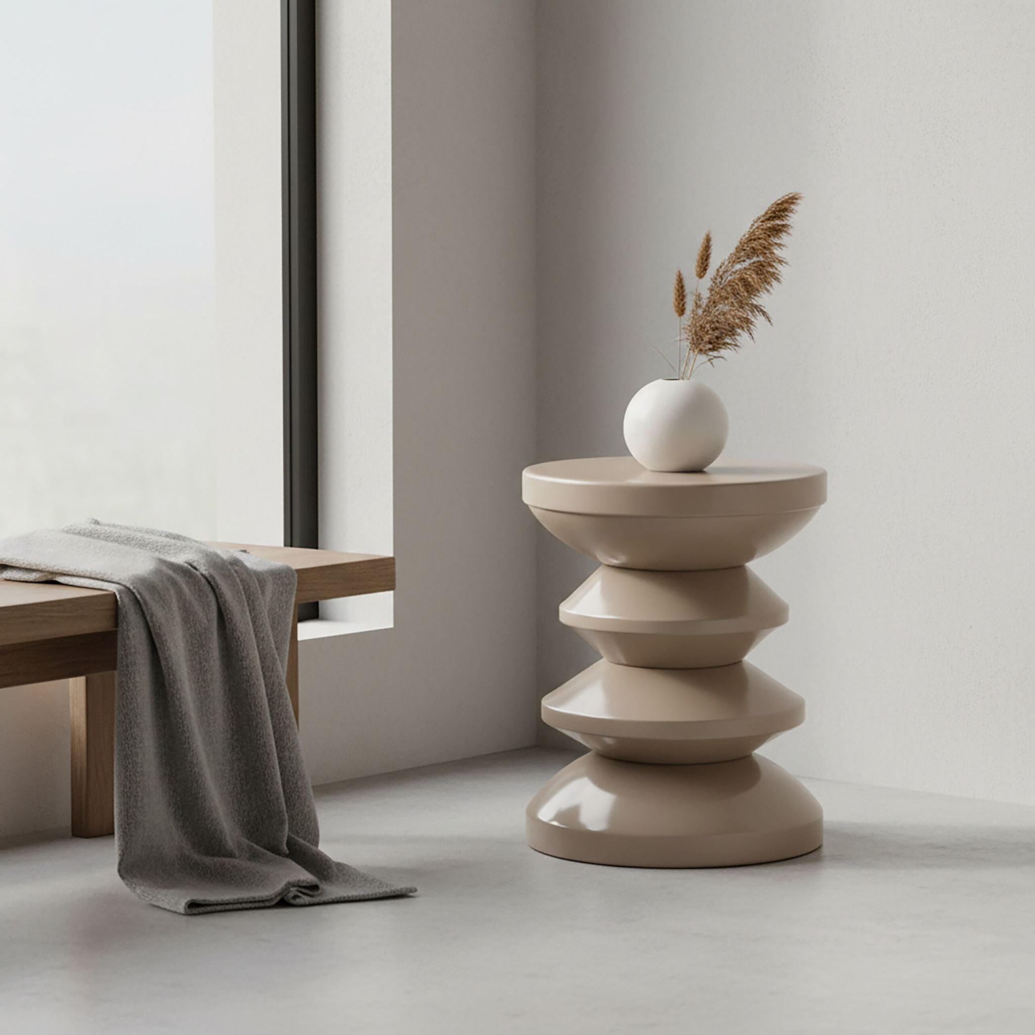 Beistelltisch Zick-Zack-Design Beige von Relaxdays