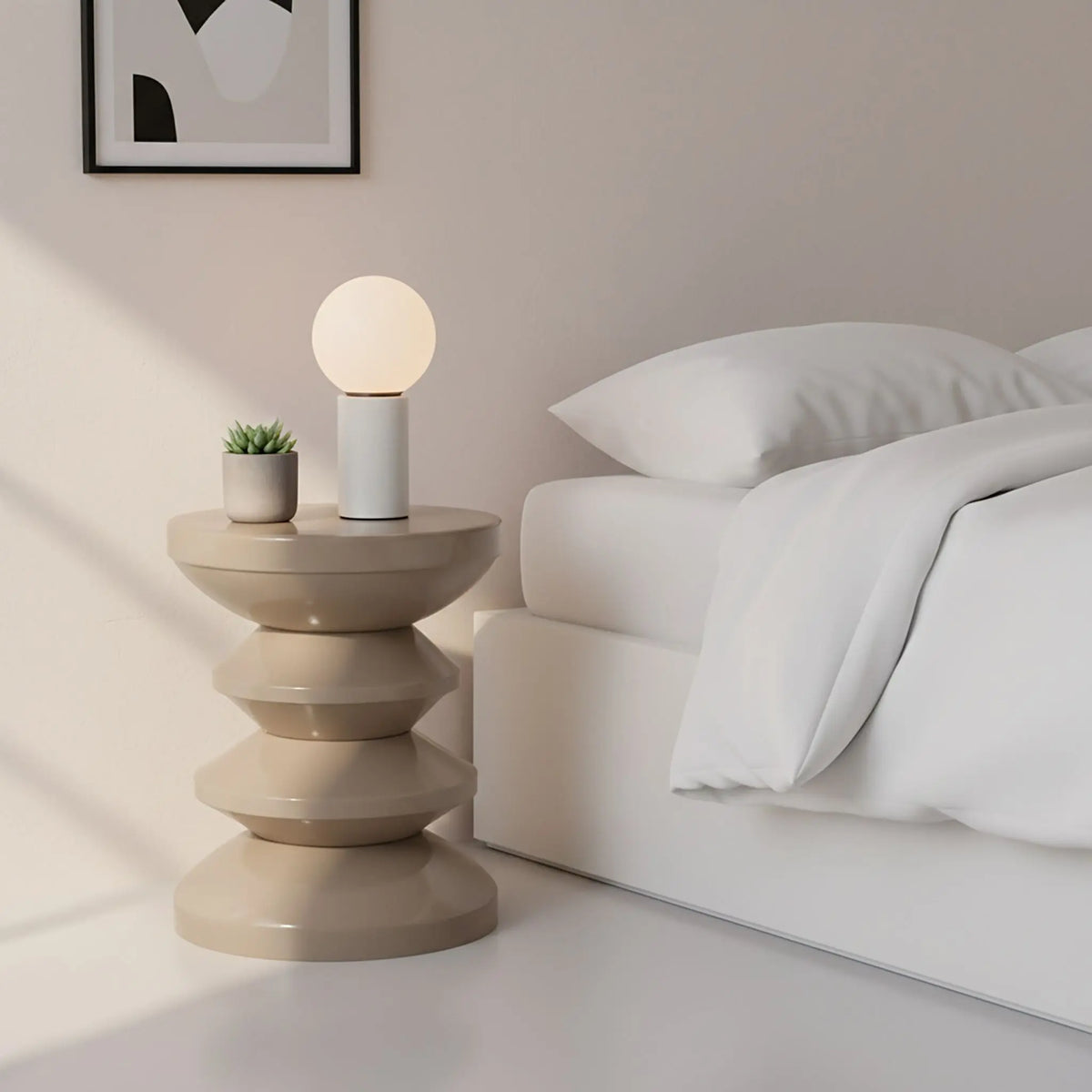 Beistelltisch Zick-Zack-Design Beige von Relaxdays
