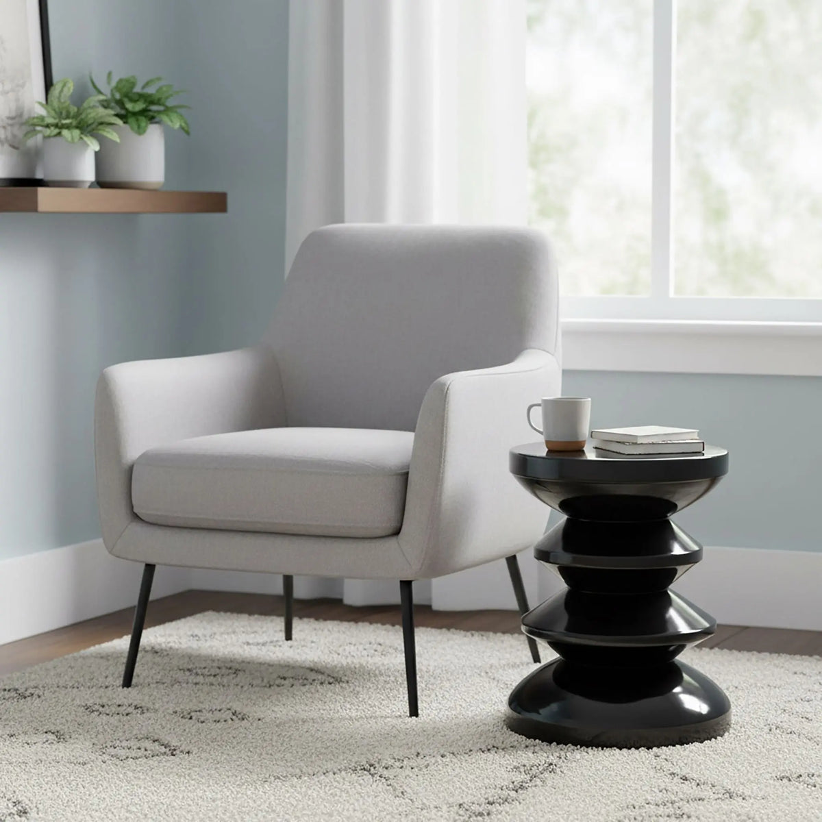 Beistelltisch Zick-Zack-Design Schwarz von Relaxdays