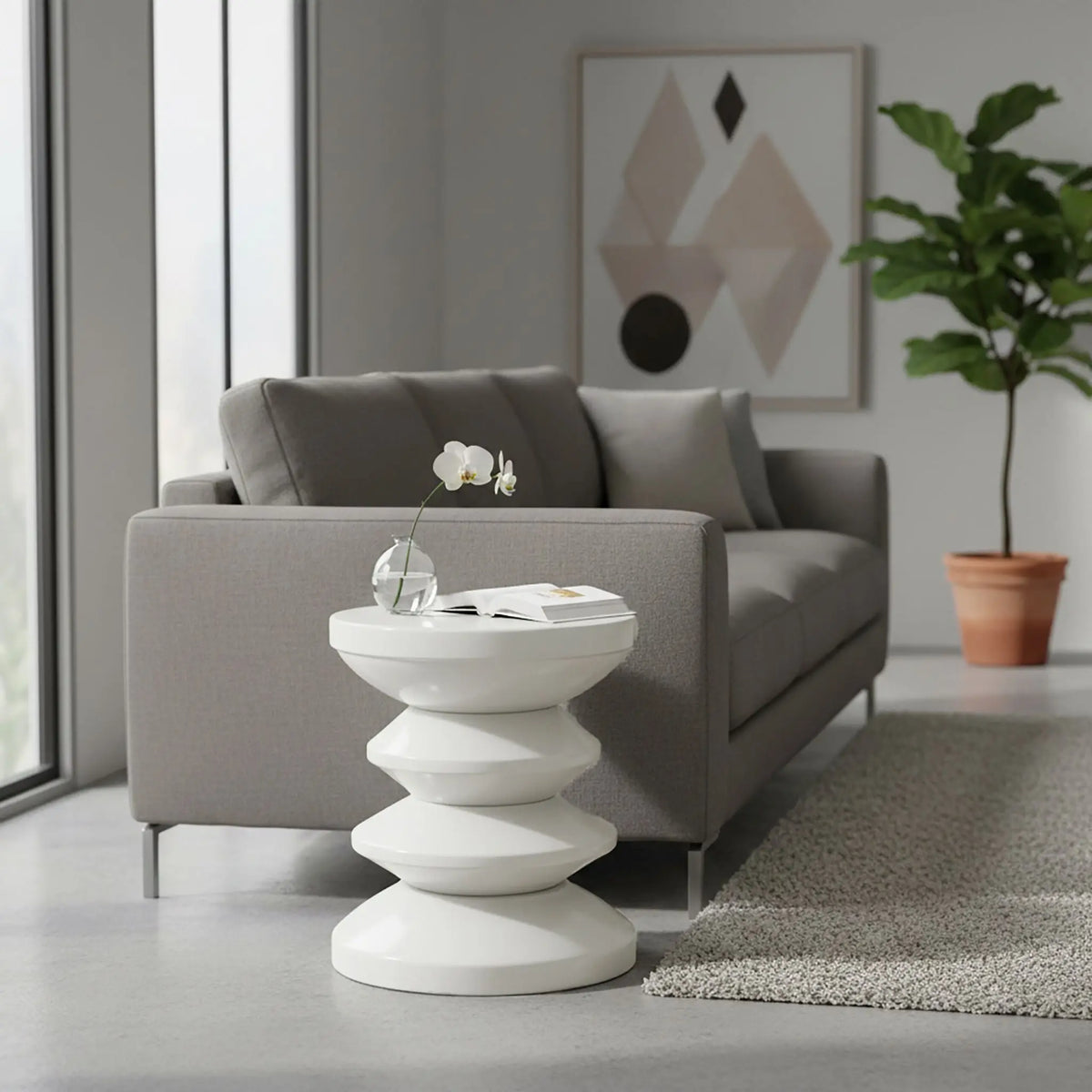 Beistelltisch Zick-Zack-Design Weiss von Relaxdays