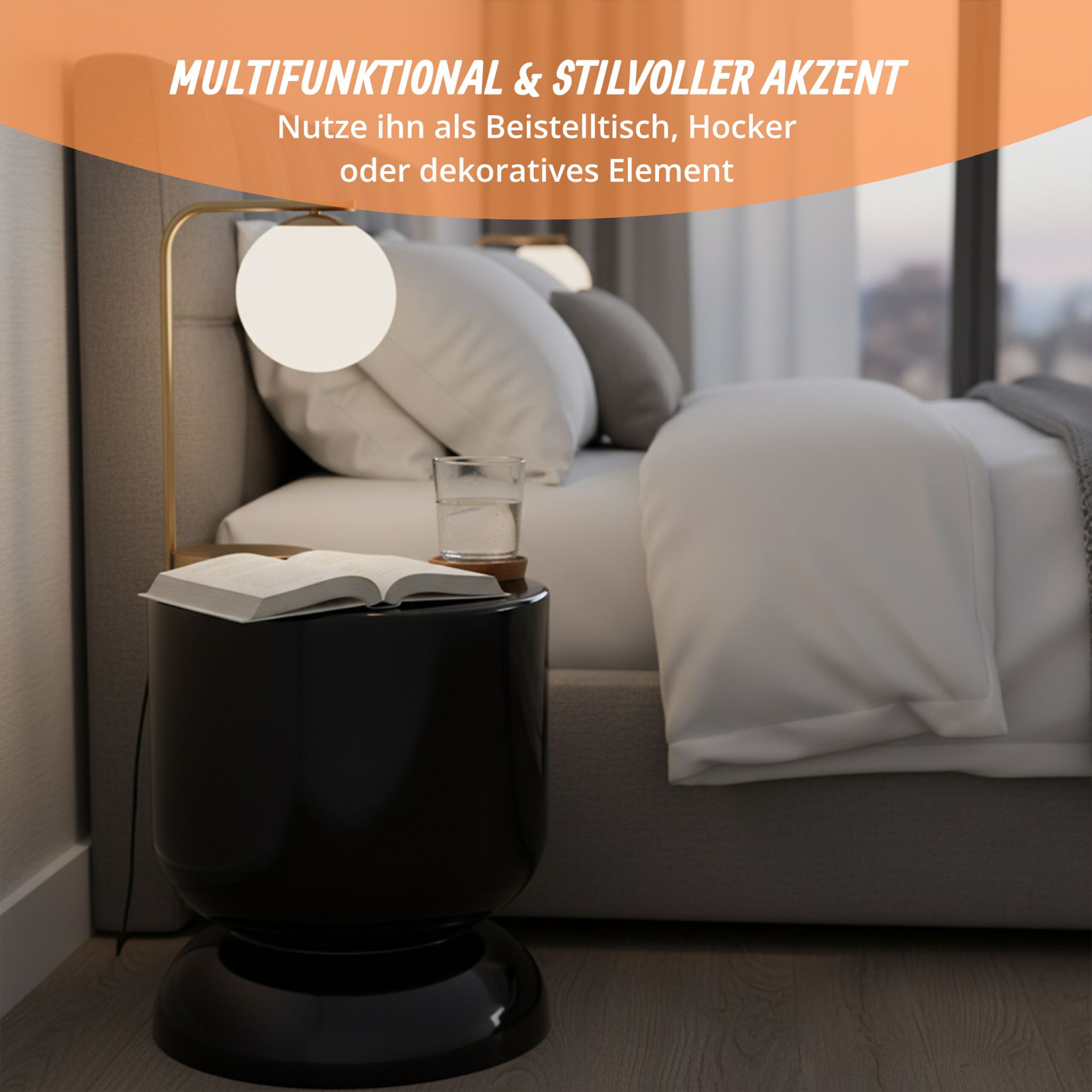 Beistelltisch Sanduhr-Design Schwarz von Relaxdays