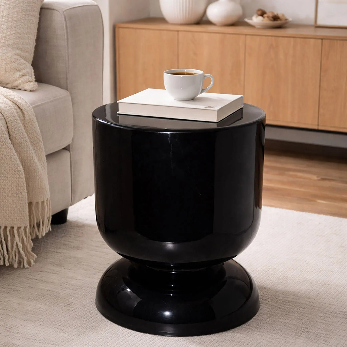 Beistelltisch Sanduhr-Design Schwarz von Relaxdays