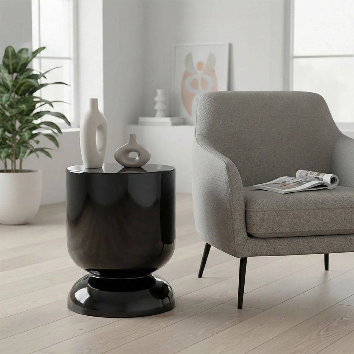 Beistelltisch Sanduhr-Design Schwarz von Relaxdays