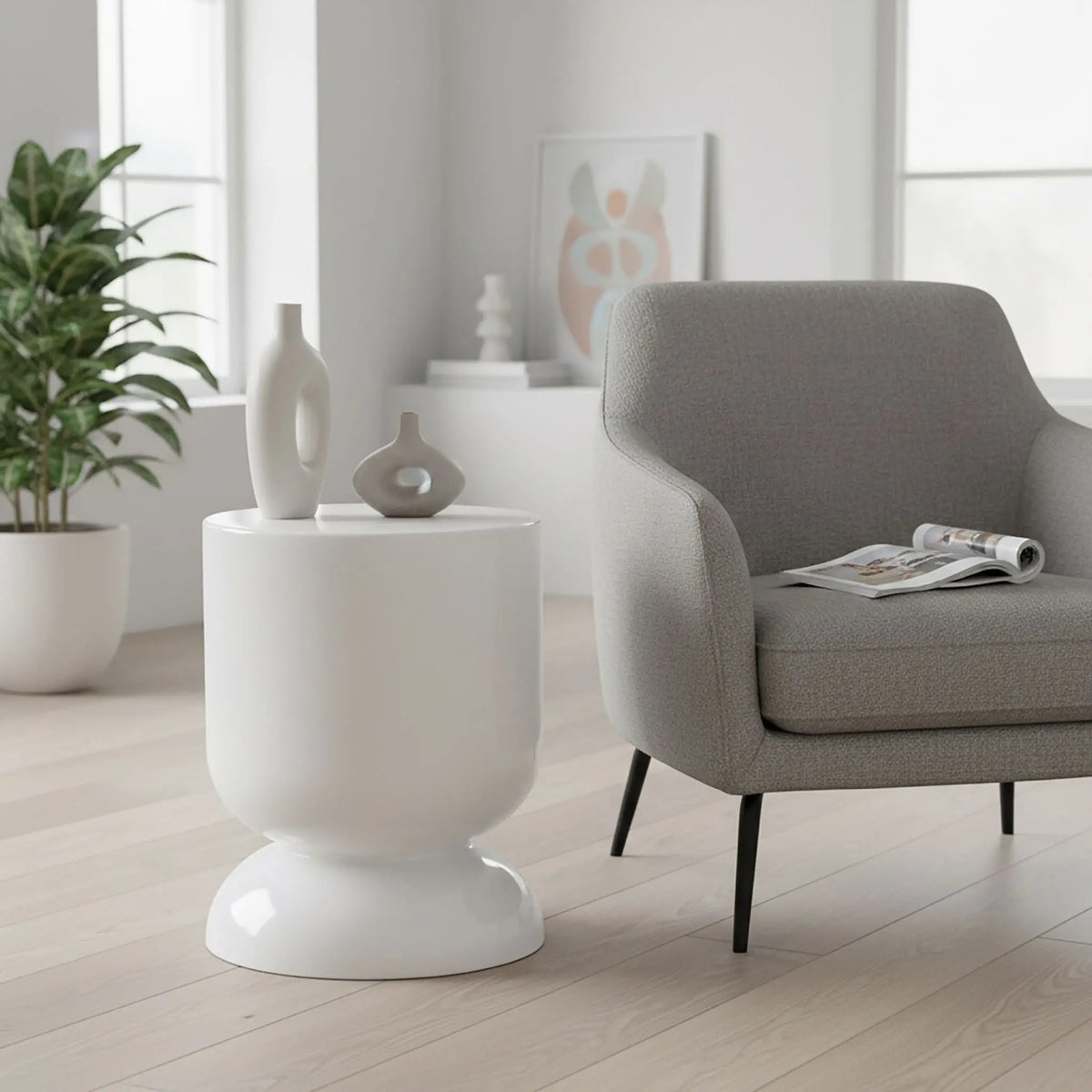 Beistelltisch Sanduhr-Design Weiss von Relaxdays