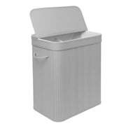 Wäschekorb mit Deckel Bambus Weiss-Grau von Relaxdays