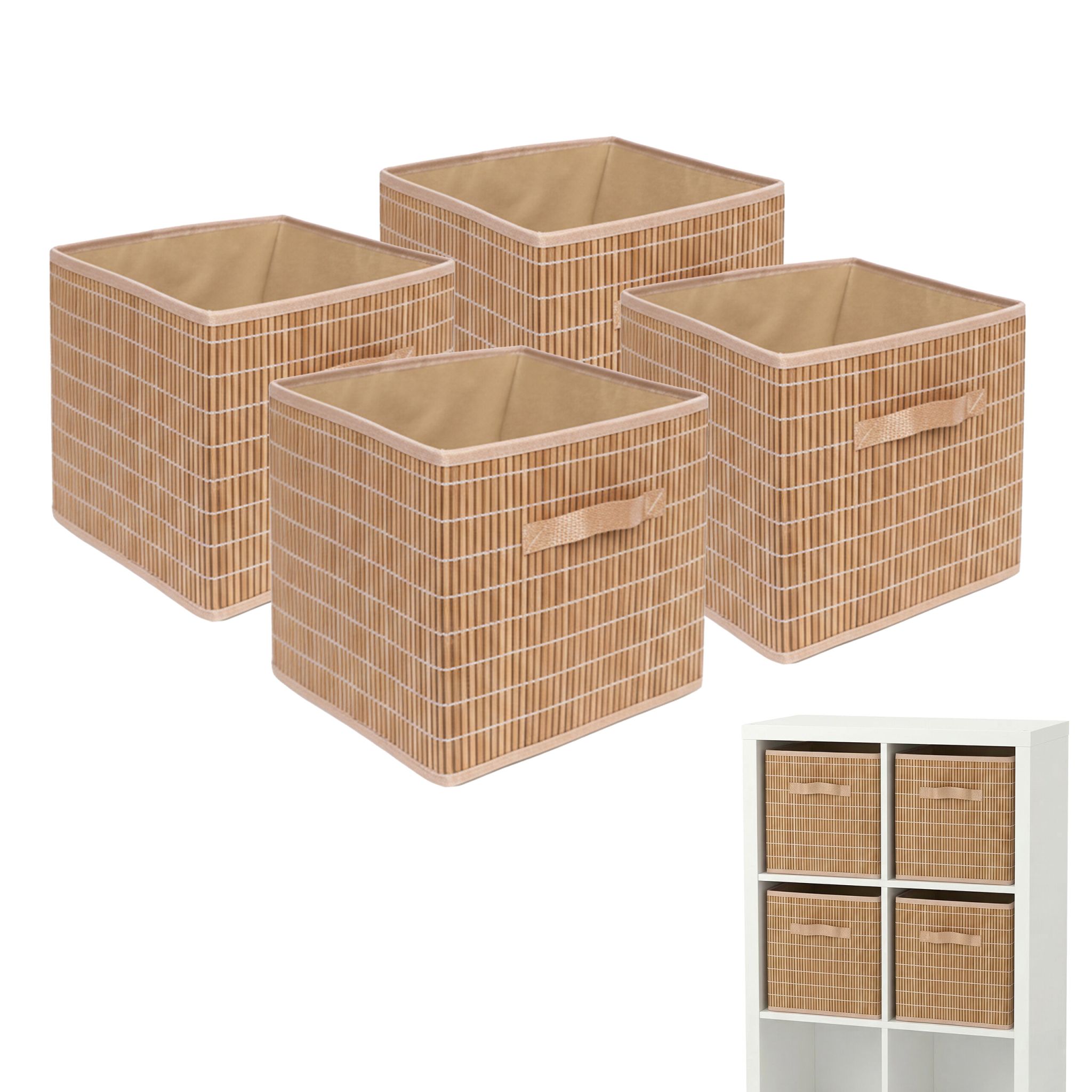 Aufbewahrungskorb Set Bambus Hellbraun von Relaxdays