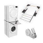 Zwischenbaurahmen Trockner Waschmaschine Weiss-Schwarz-Silber von Relaxdays