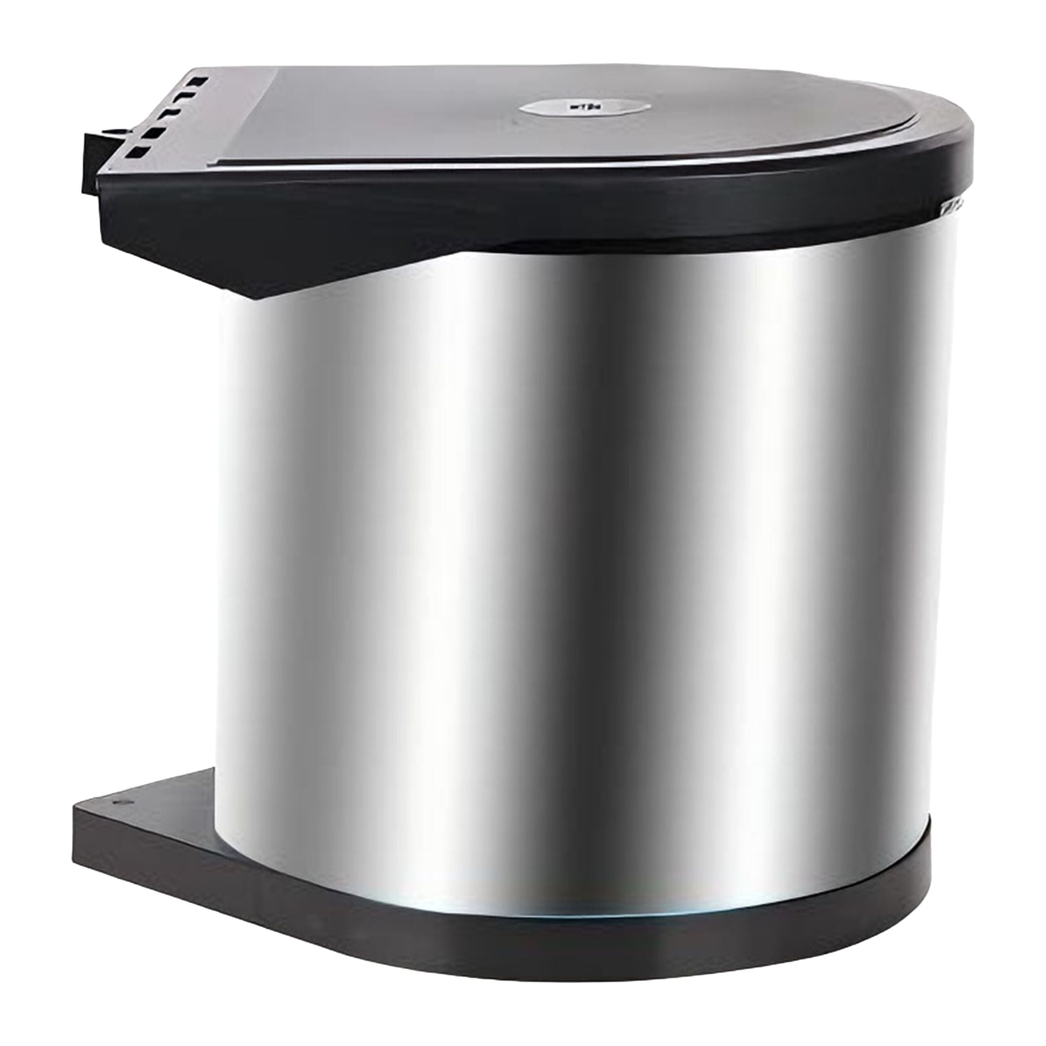 Einbaumülleimer mit Schwingdeckel Schwarz-Silber von Relaxdays