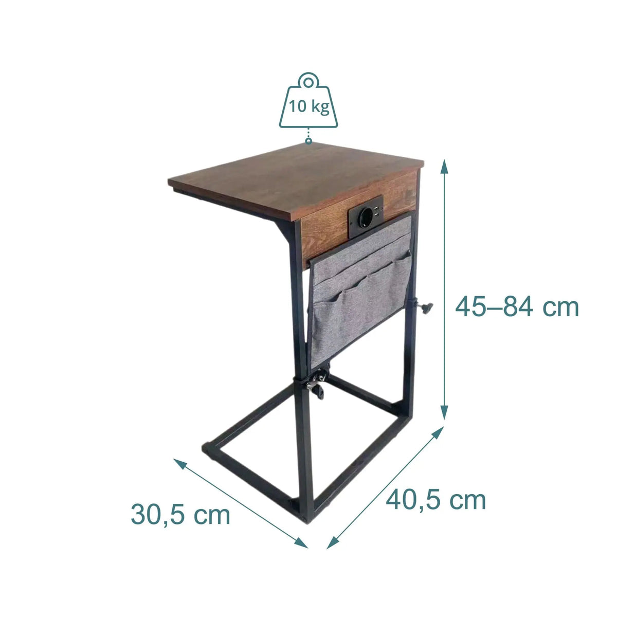 Beistelltisch mit Ladestation Braun-Schwarz-Grau von Relaxdays