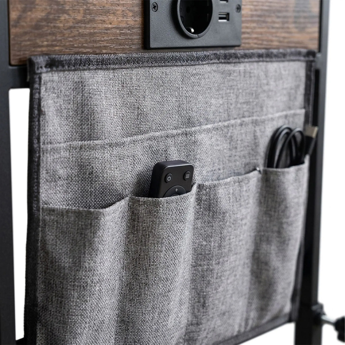 Beistelltisch mit Ladestation Braun-Schwarz-Grau von Relaxdays
