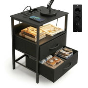 Beistelltisch mit LED & USB-Anschluss Schwarz von Relaxdays