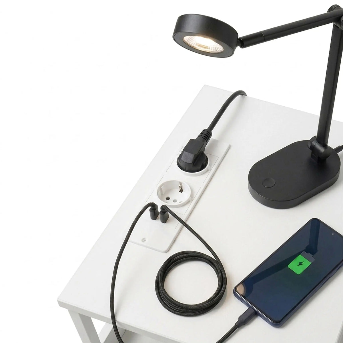 Beistelltisch mit LED & USB-Anschluss Weiss von Relaxdays