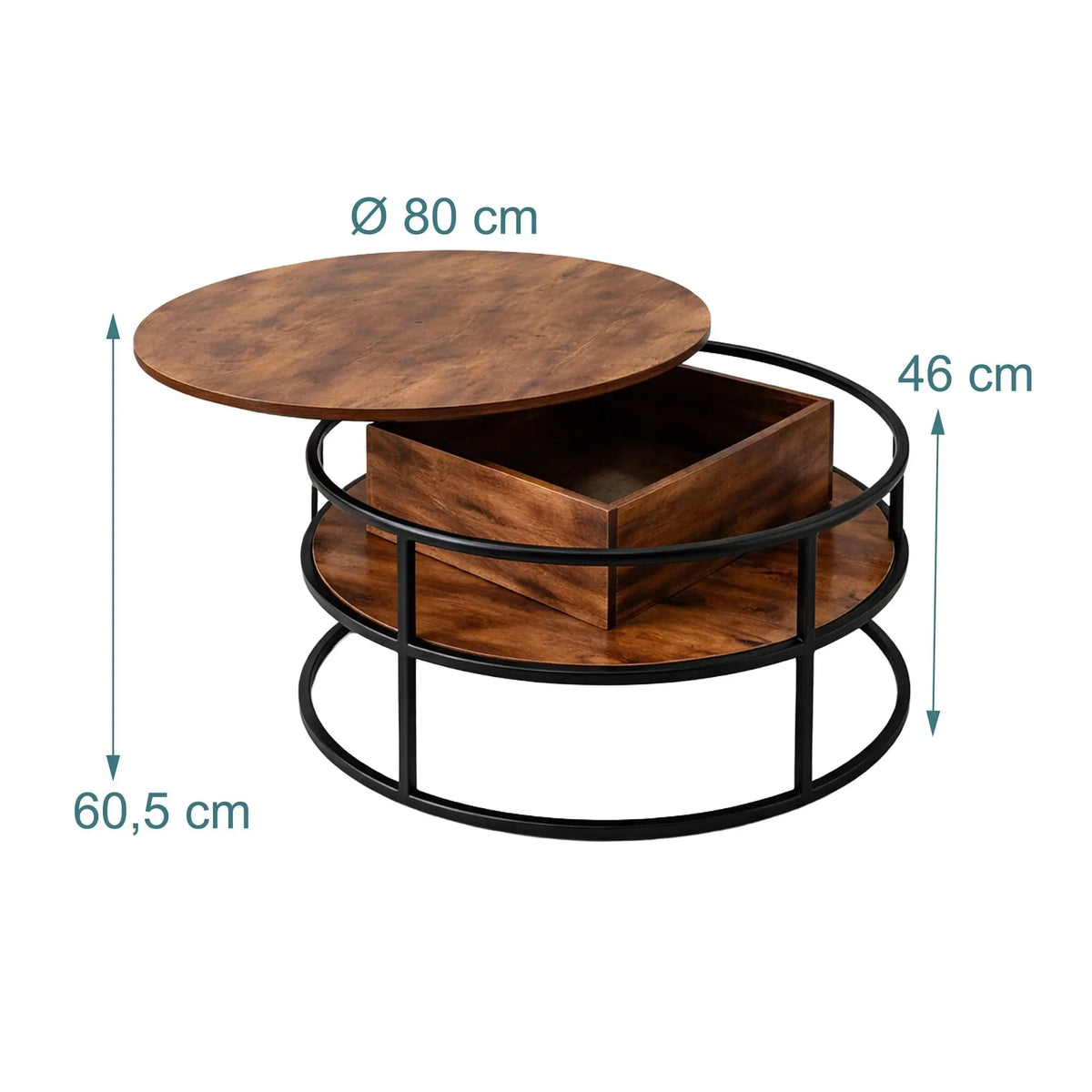 Couchtisch mit Hebeplatte & Stauraum Braun-Schwarz von Relaxdays