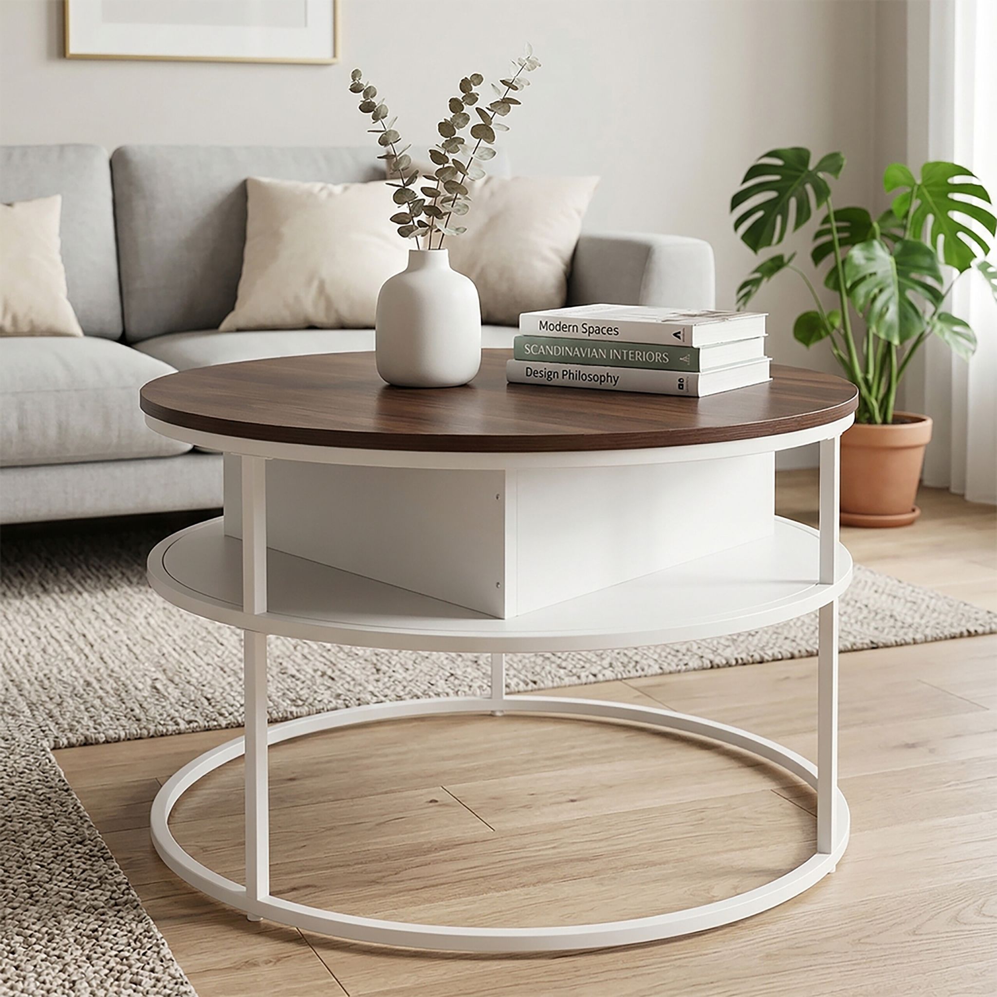 Couchtisch mit Hebeplatte & Stauraum Weiss-Braun von Relaxdays
