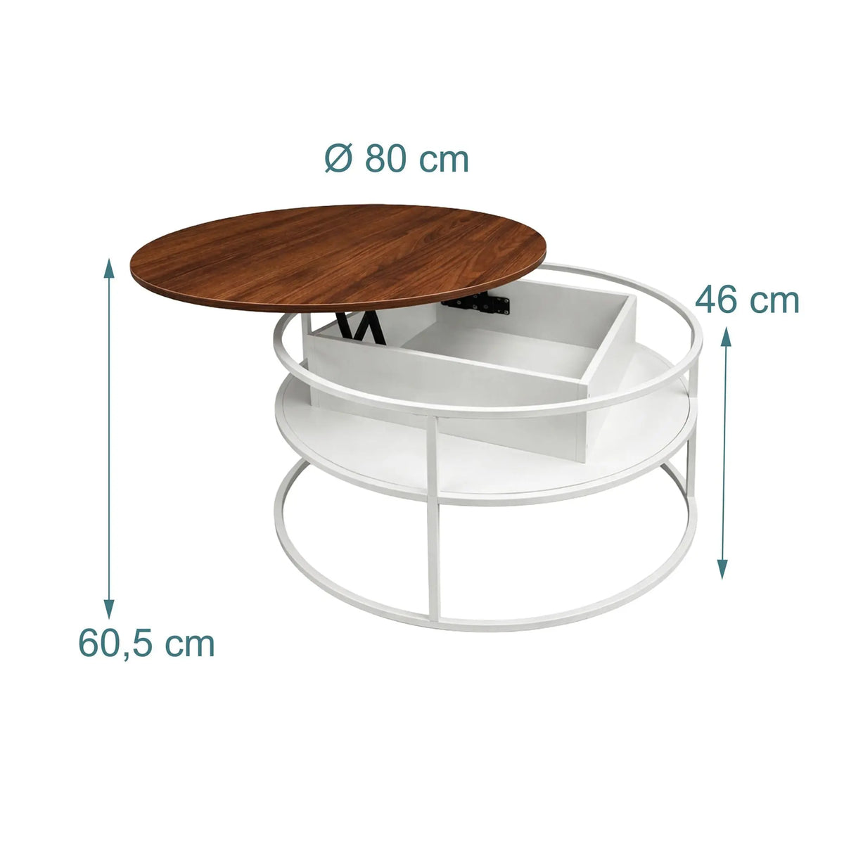 Couchtisch mit Hebeplatte & Stauraum Weiss-Braun von Relaxdays