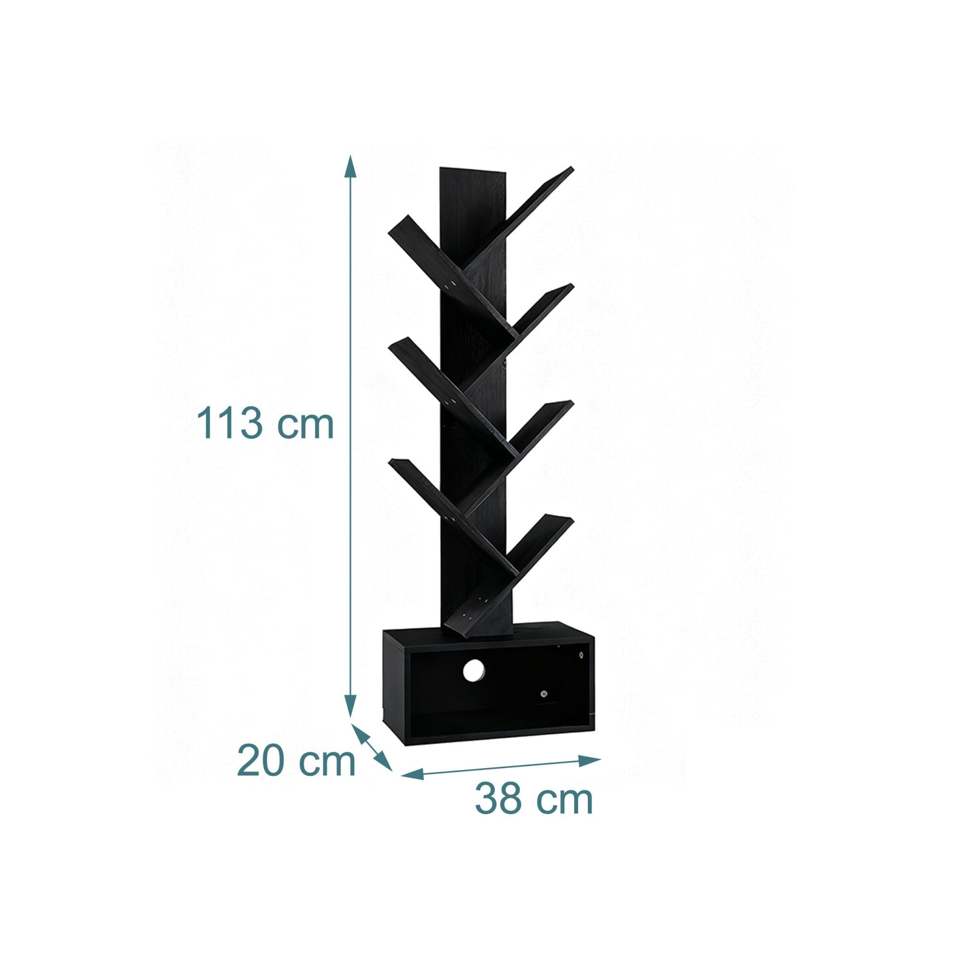Bücherregal 6 Ebenen Baum-Design Schwarz von Relaxdays