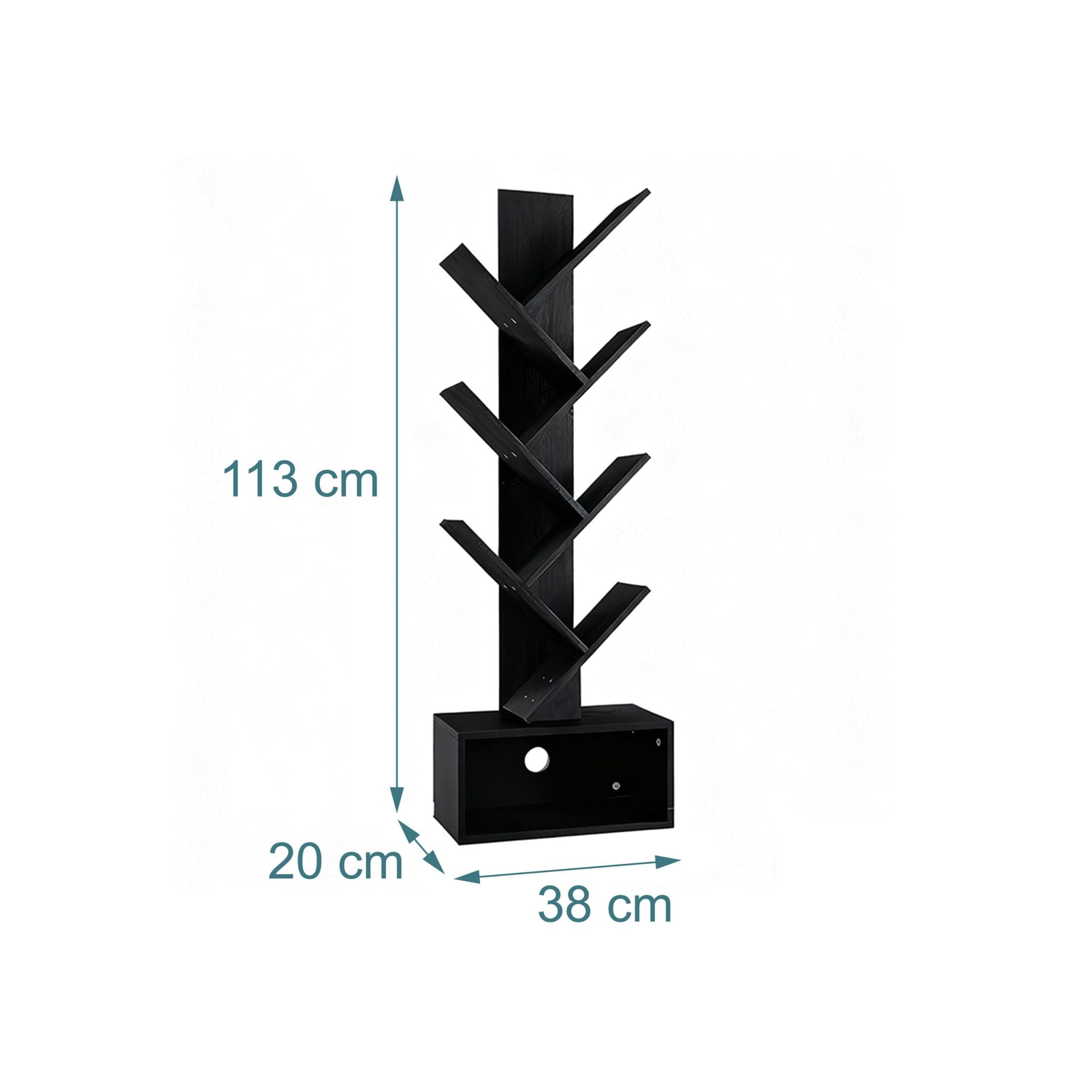 Bücherregal 6 Ebenen Baum-Design Schwarz von Relaxdays