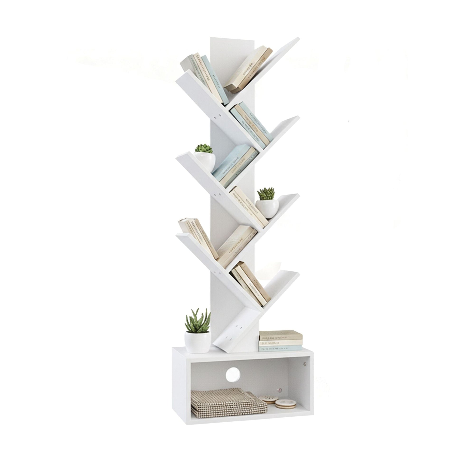 Bücherregal 6 Ebenen Baum-Design Weiss von Relaxdays